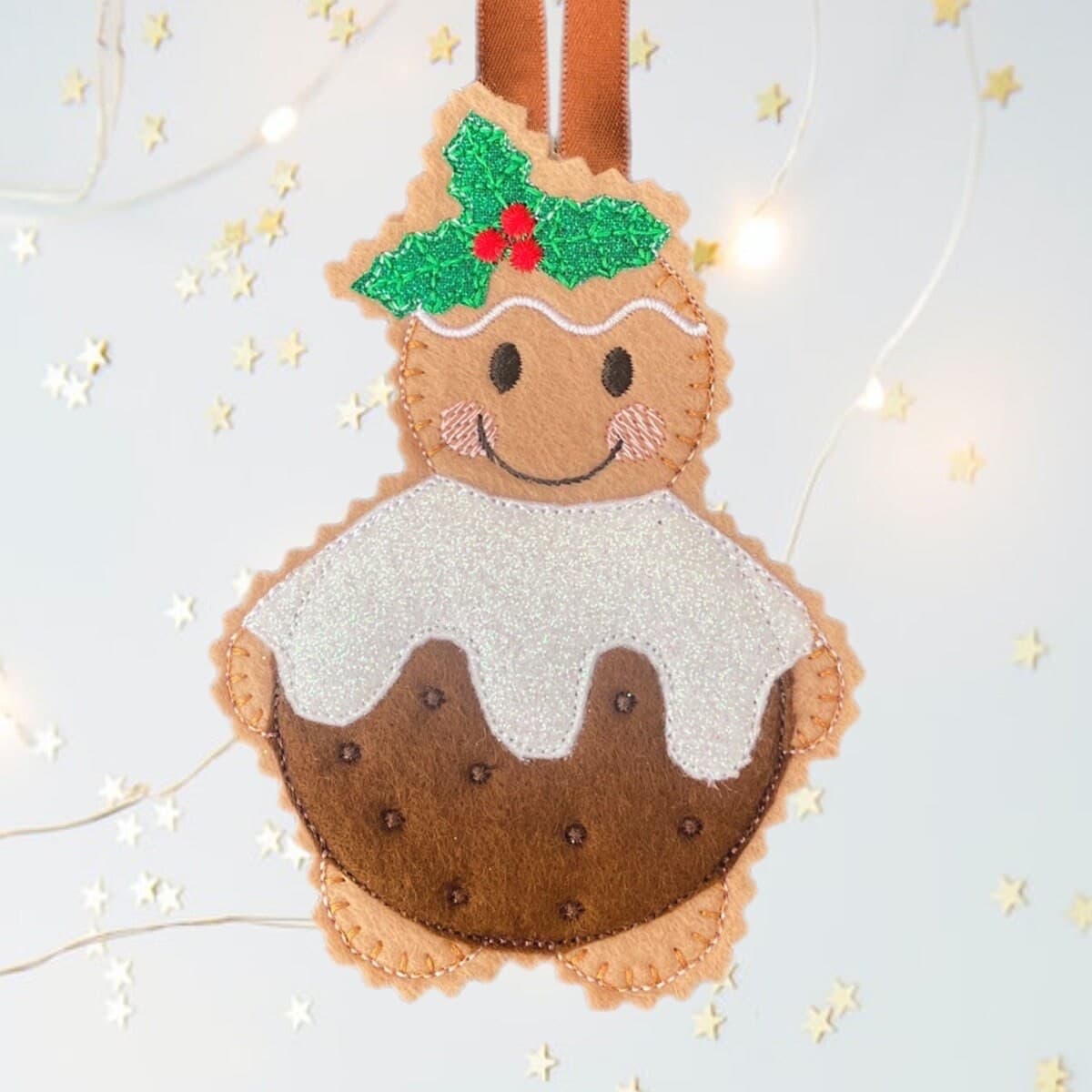 Christmas Pudding Gingerbread Man Felt Decoration — image 2