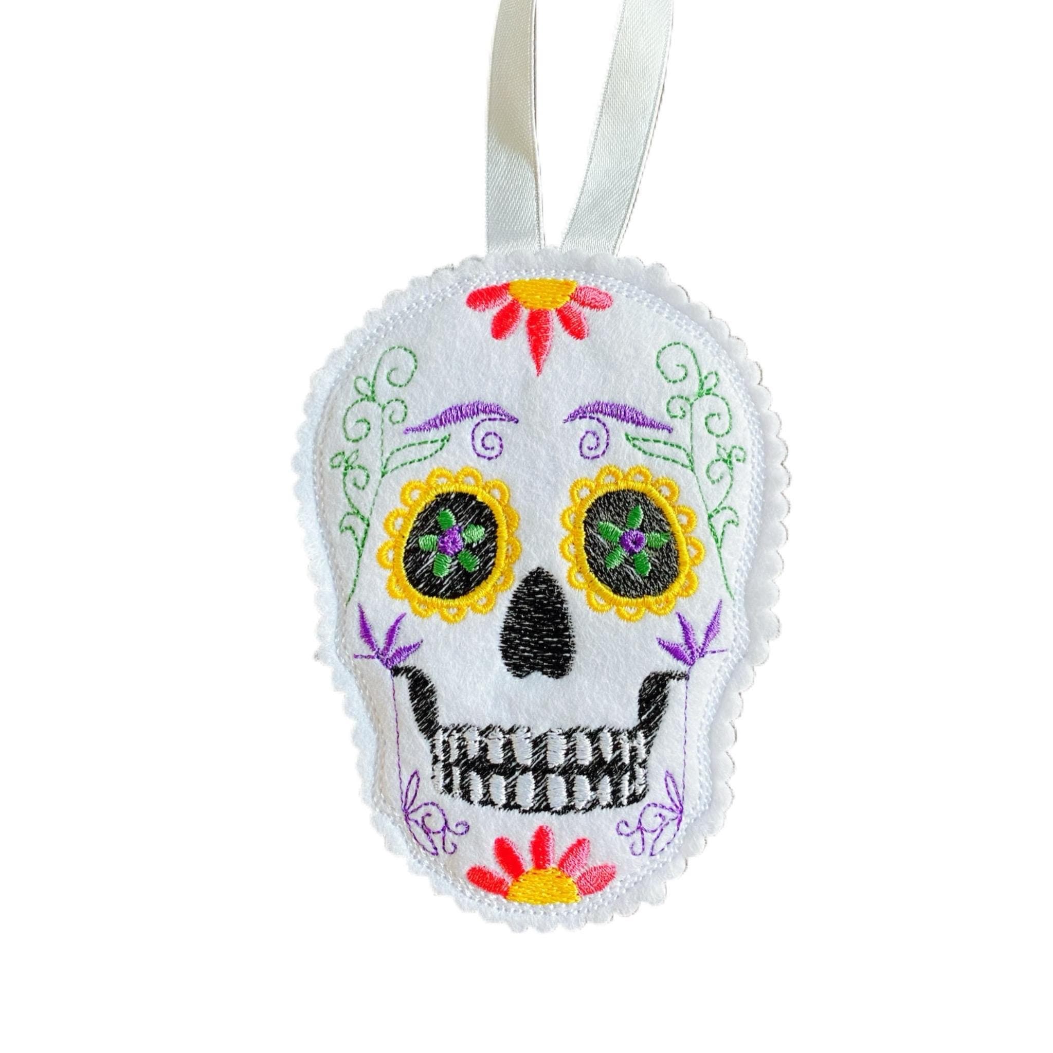 Sugar Skull Purple & Yellow Felt Decoration. — image 3