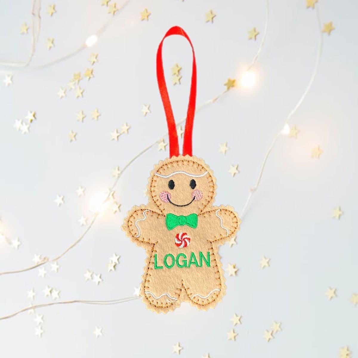 Christmas Personalised  Gingerbread Man Felt Decoration — image 3