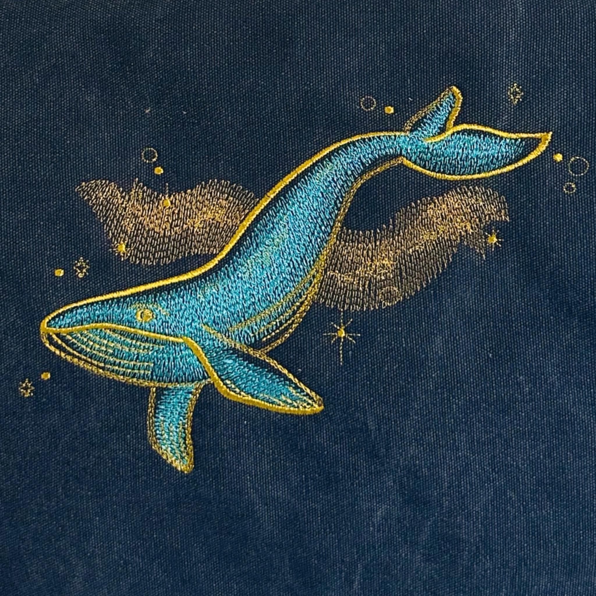 Embroidered Whale Messenger Bag – Cotton Canvas Laptop Shoulder Bag — image 3
