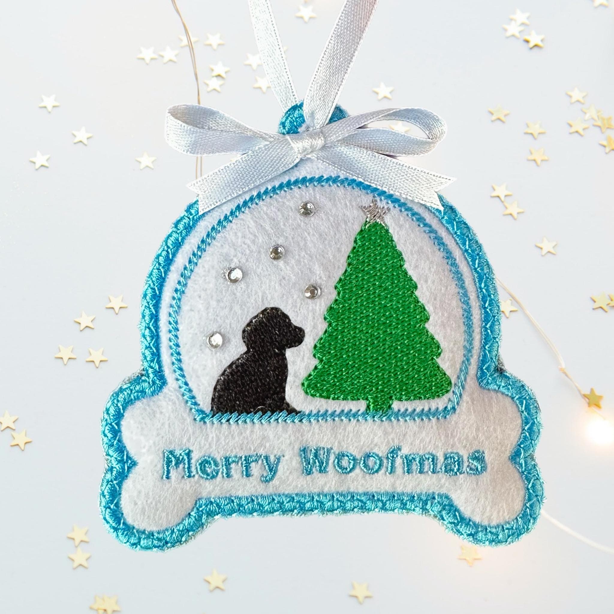 Dog Snow Globe Felt Christmas Bauble Decoration - Personaliseable — image 3