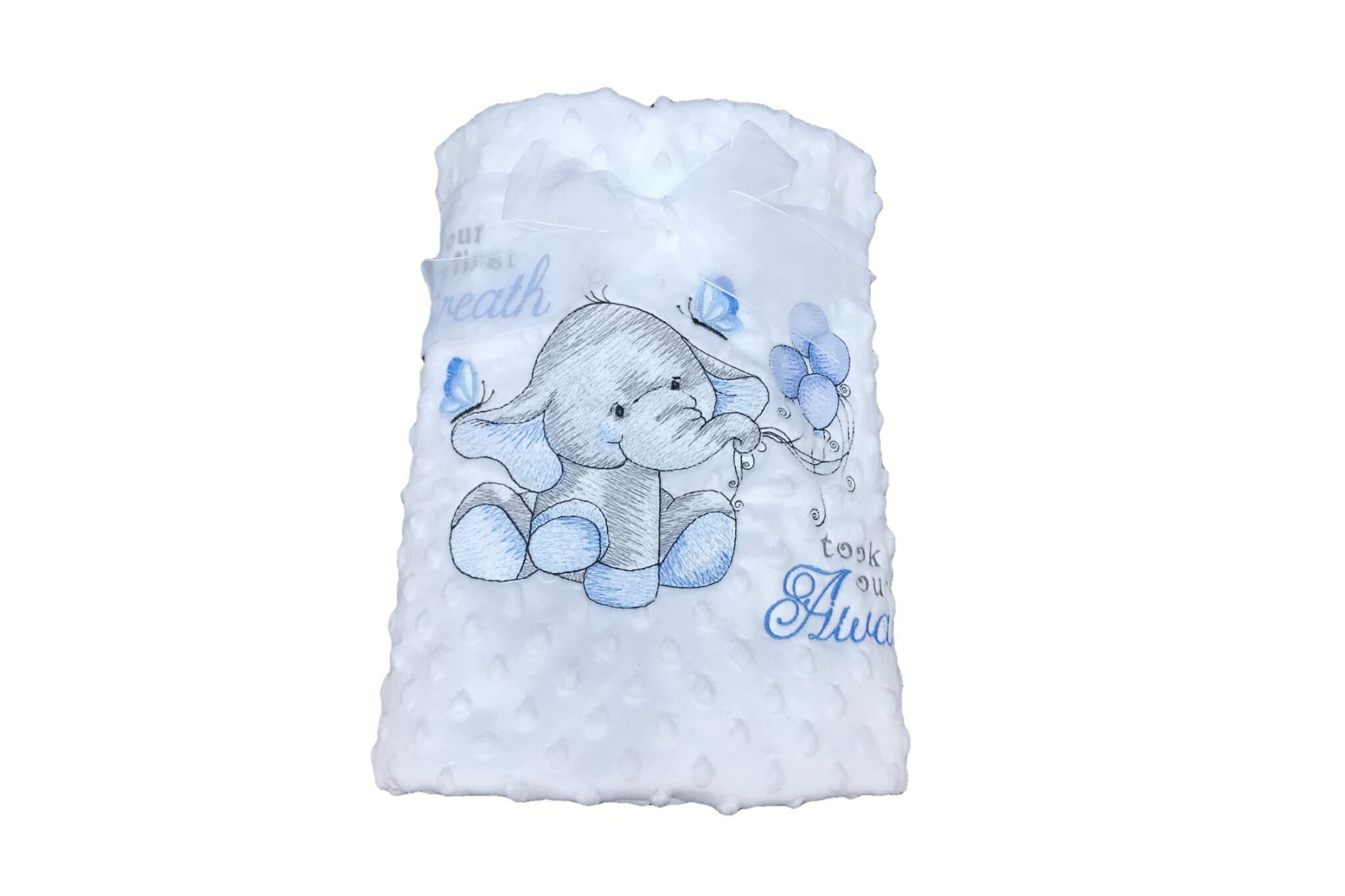 Embroidered Elephant Baby Blanket: Sensory Fleece, Personalized Keepsake — image 3