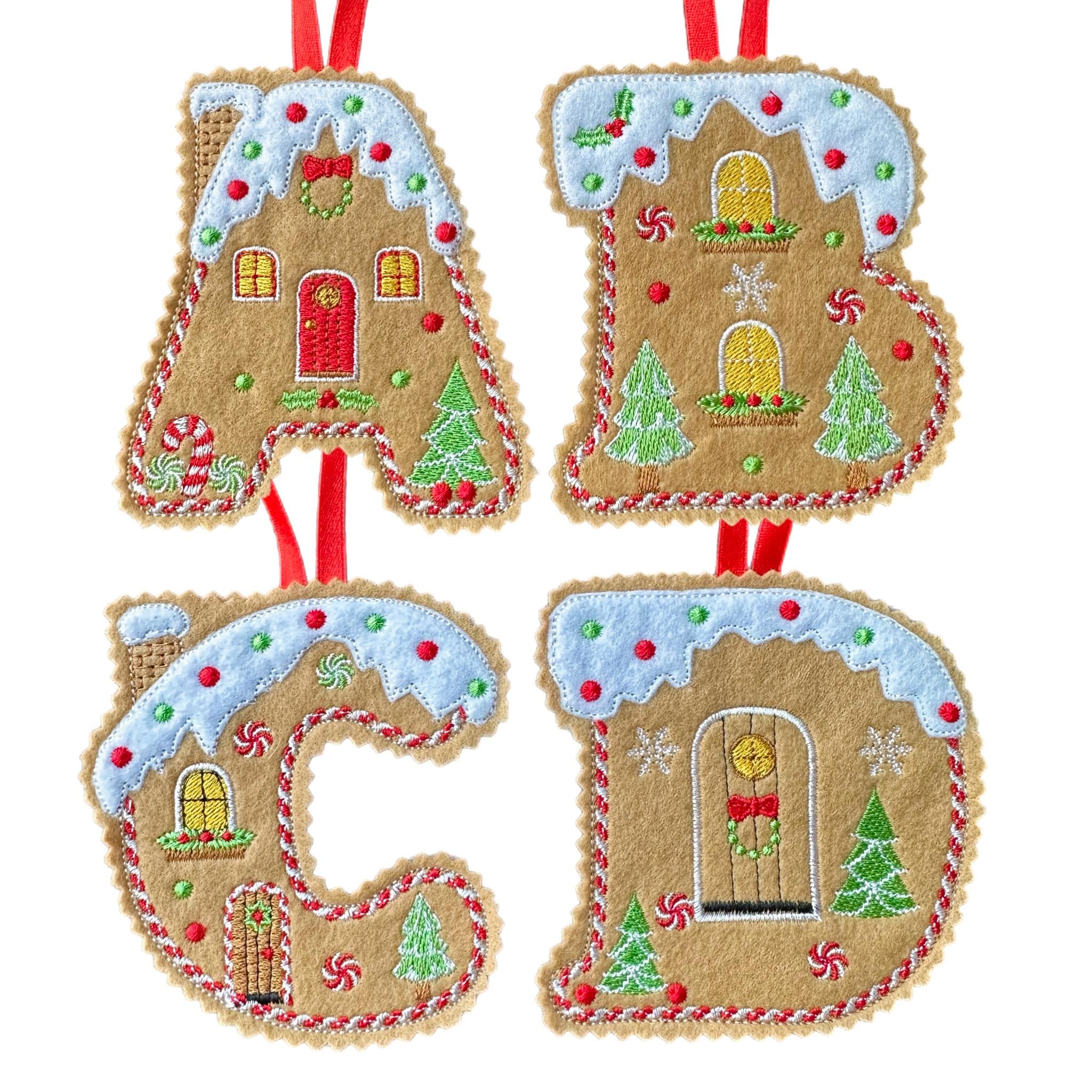 Initial Gingerbread Letter Decoration – Personalised Felt Ornament / Gift Tag — image 2