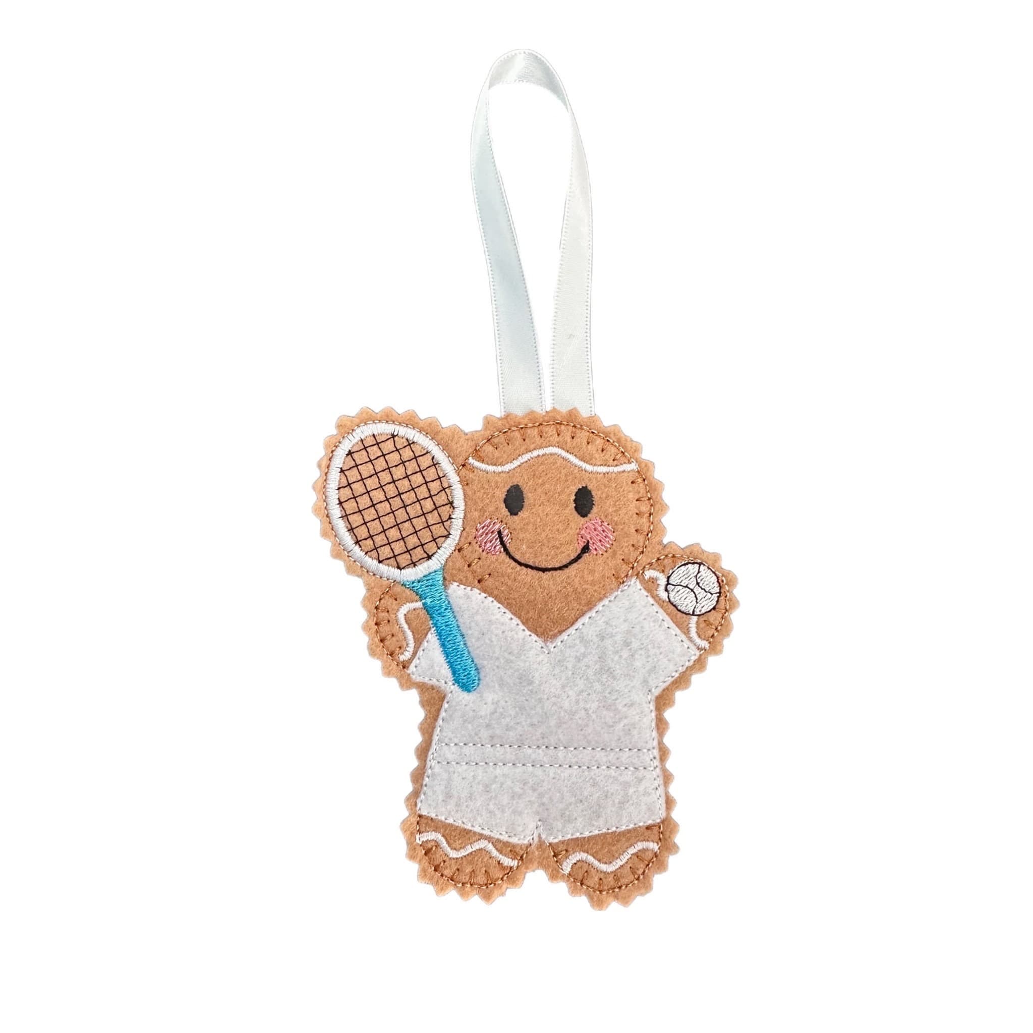 Tennis Player Gingerbread Man Felt Decoration