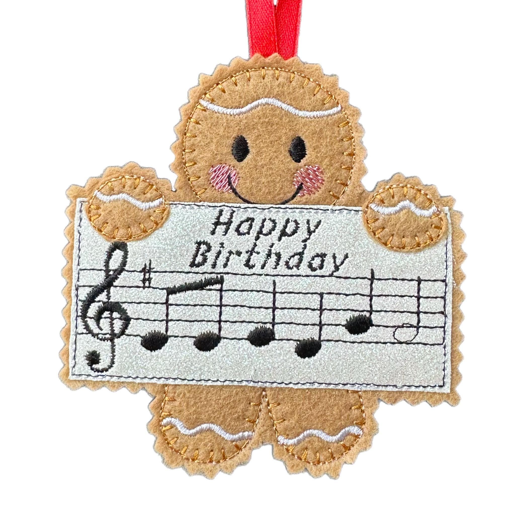 Happy Birthday Gingerbread Decoration – Felt Musical Ornament — image 2
