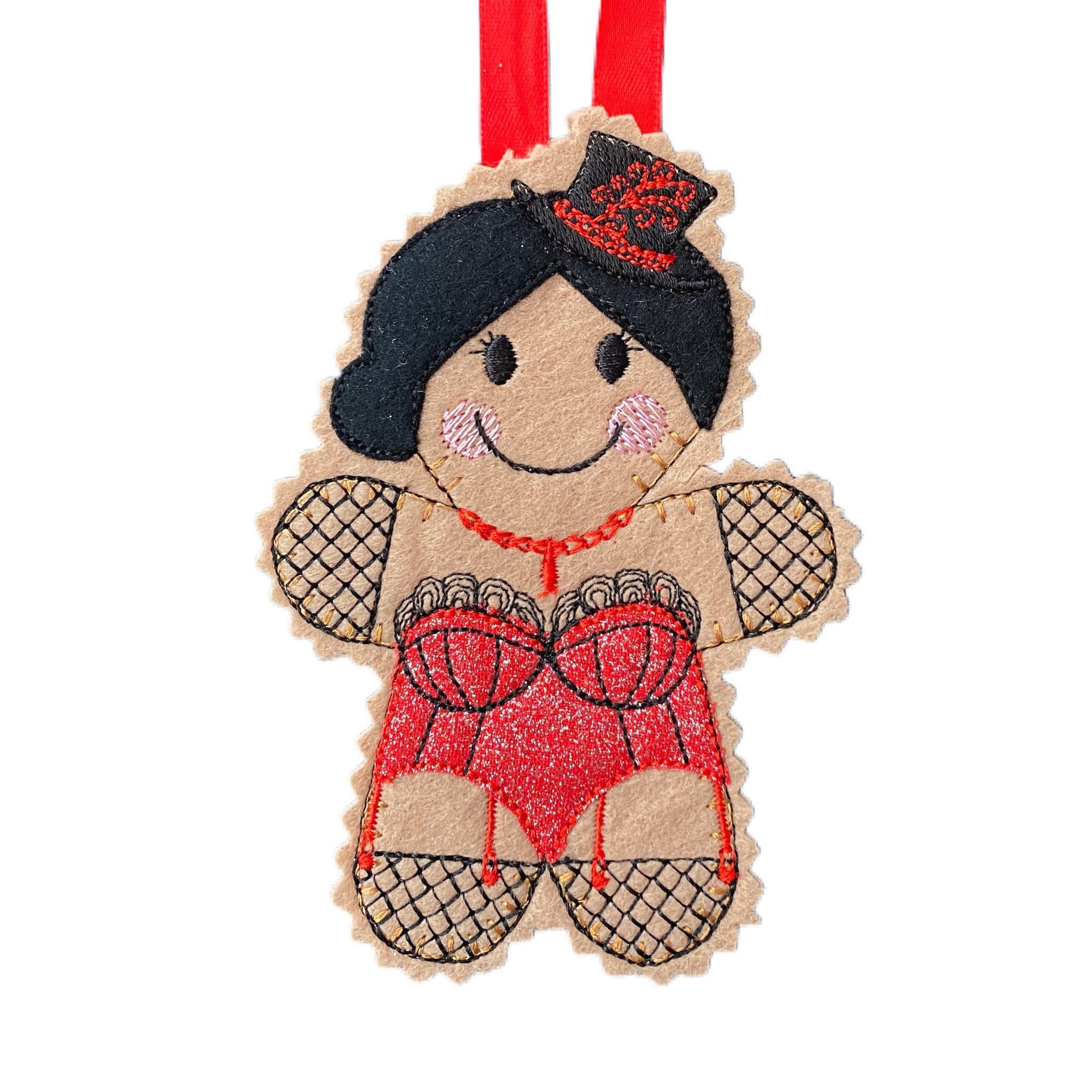 Burlesque Gingerbread Man Felt Decoration — image 2