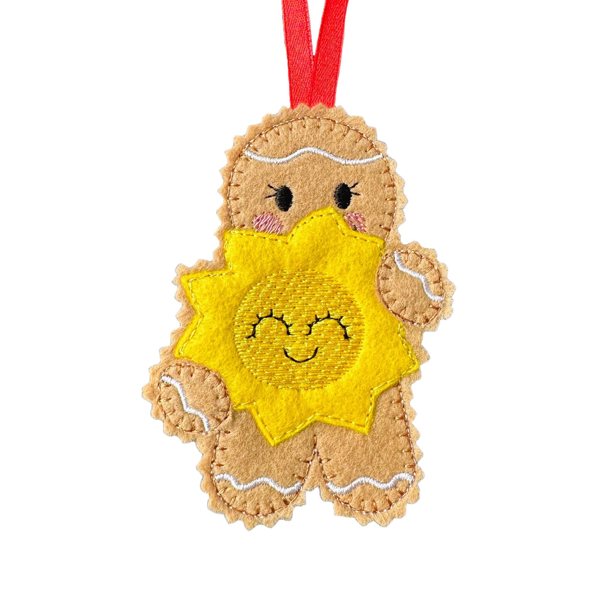 Sunshine Gingerbread Decoration – Felt Hanging Ornament