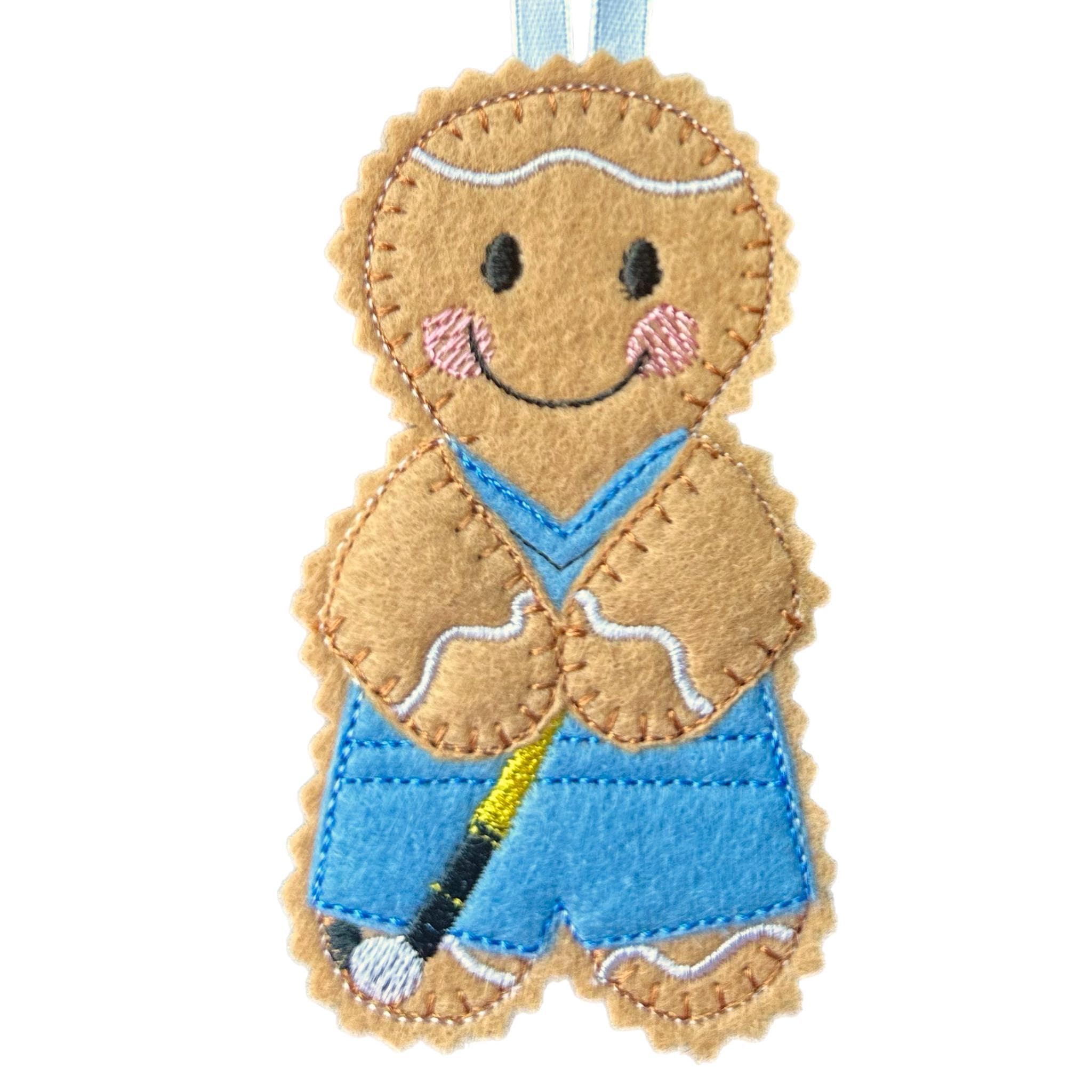 Hockey Player Gingerbread Felt Decoration — image 3