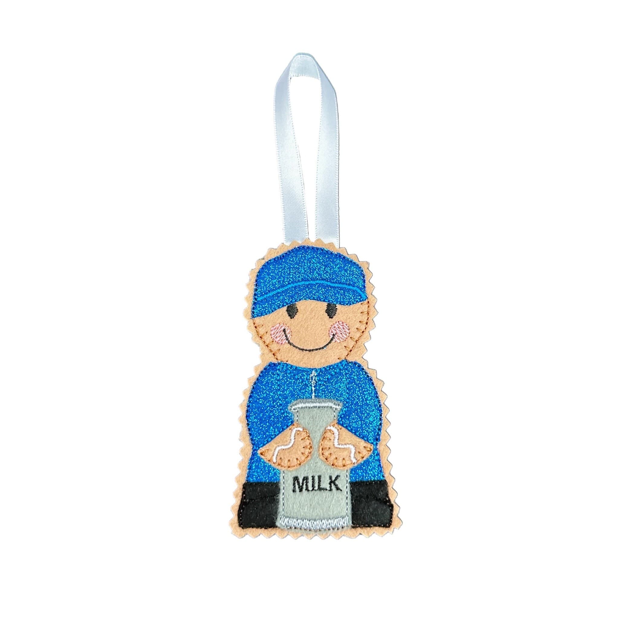 Dairy Farmer Gingerbread Man Felt Decoration