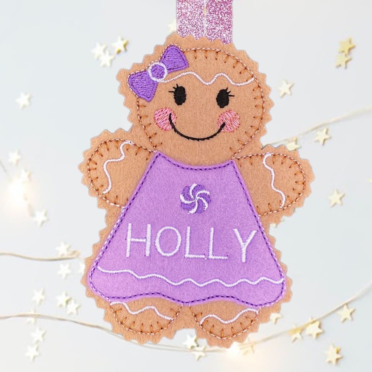 Christmas Personalised Girl Gingerbread Man Felt Decoration — image 7