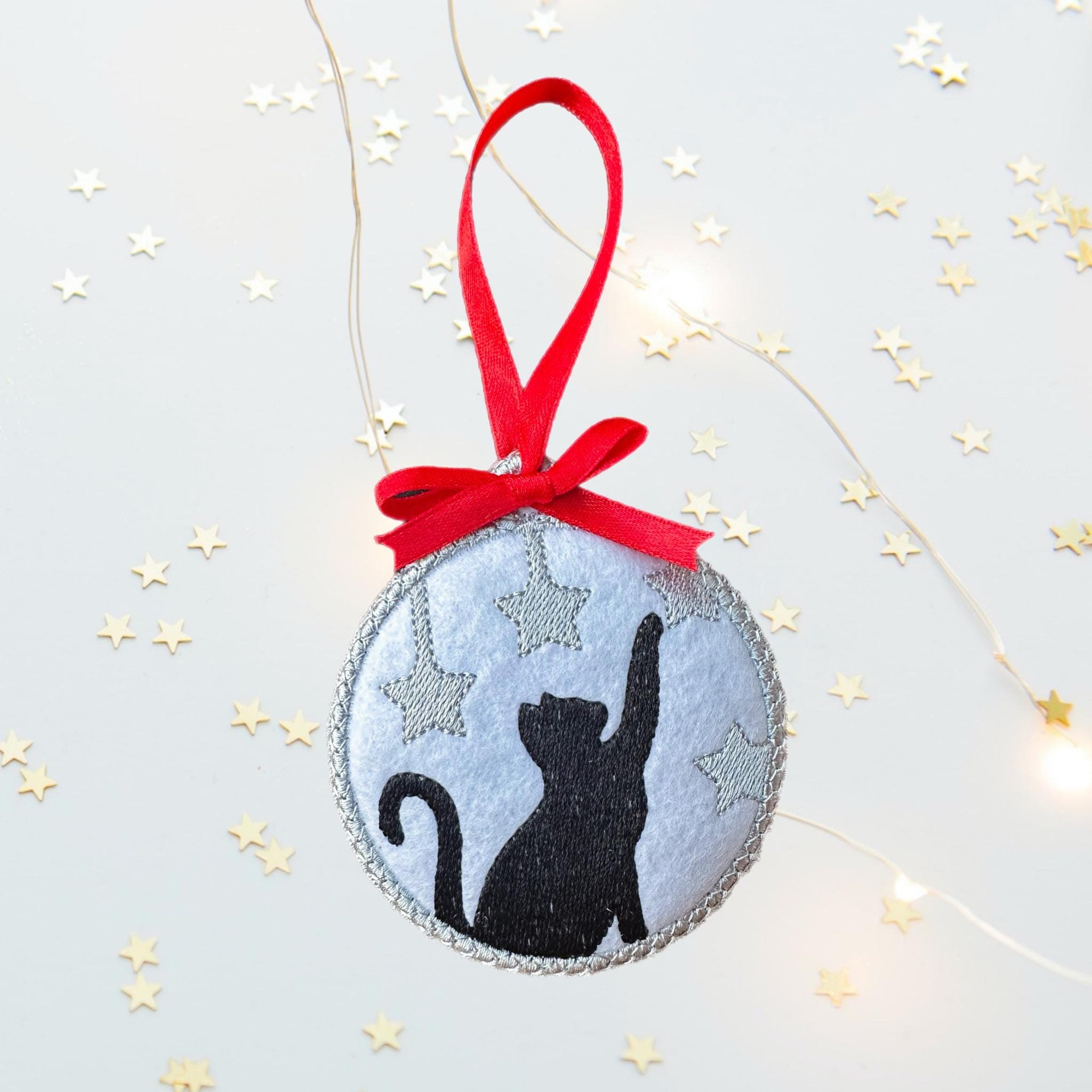 Cat & Moon Felt Christmas Bauble Decoration — image 6