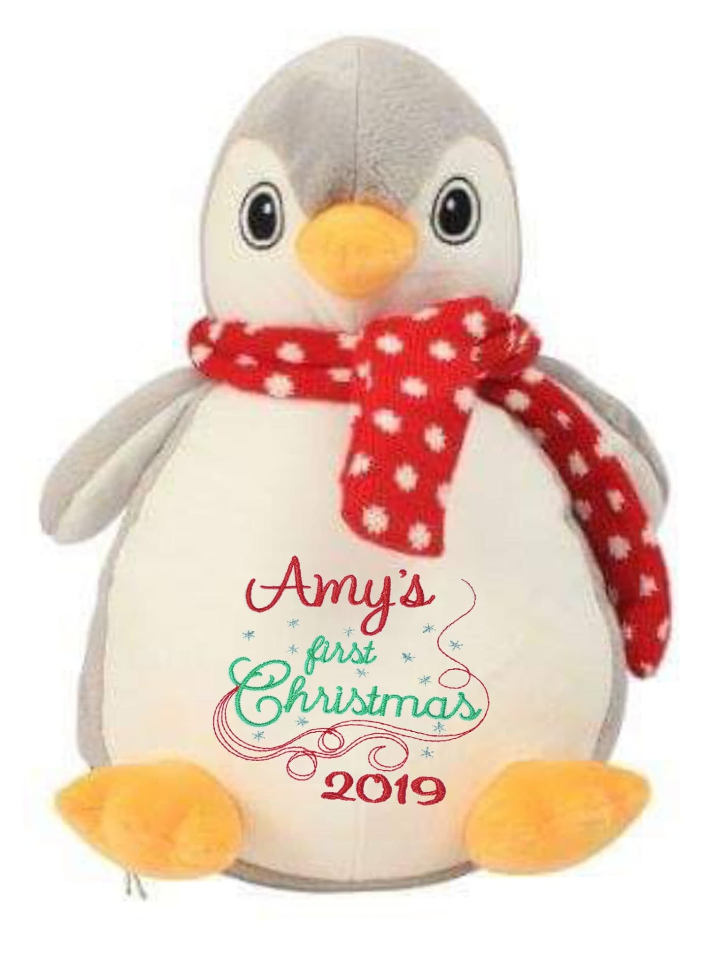 Penguin Personalised Soft Toy,  Personalised Embroidered Teddy, Custom bear, girl / boy Christmas gift. — image 4