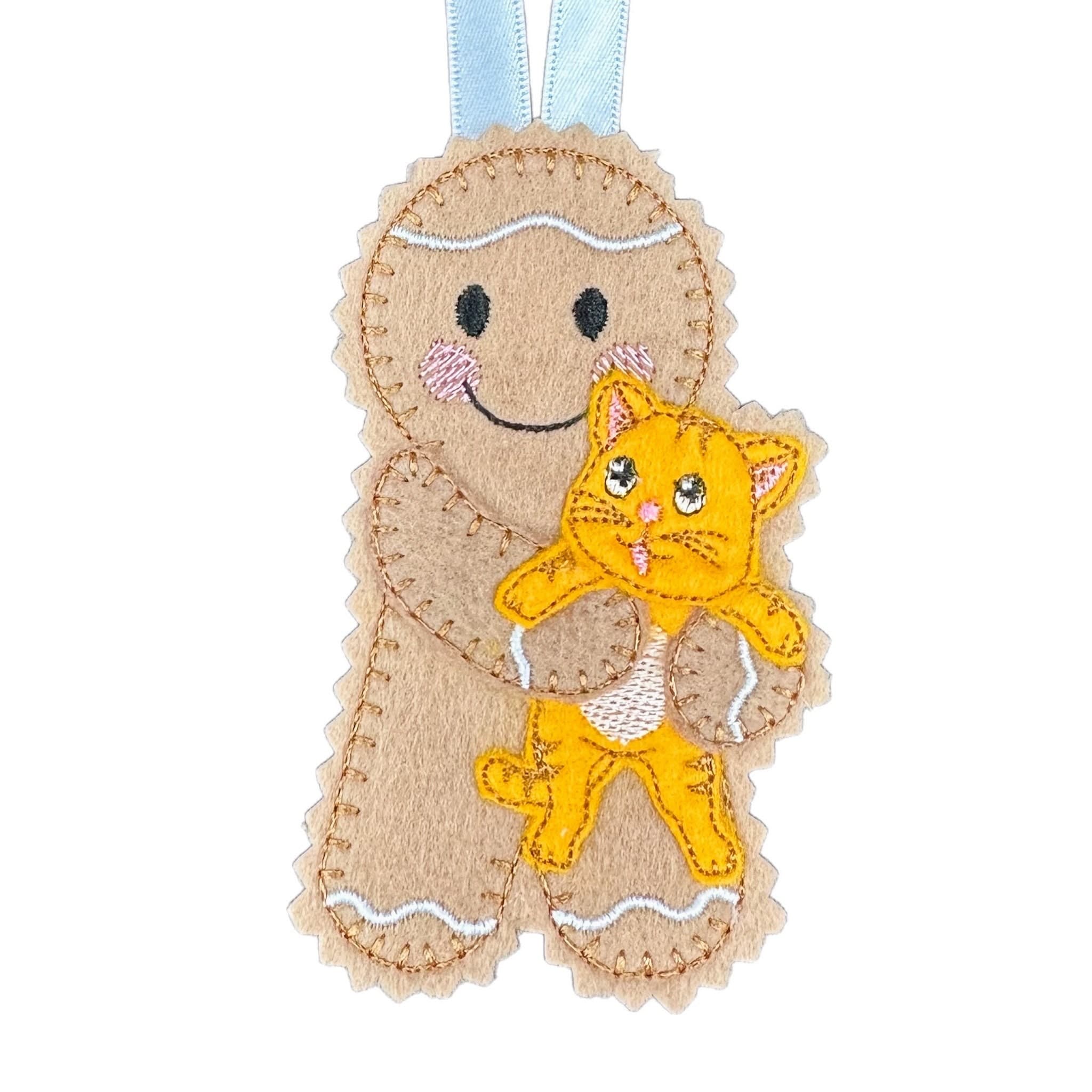 Pet Cat / Kitten Gingerbread Man Felt Decoration — image 2