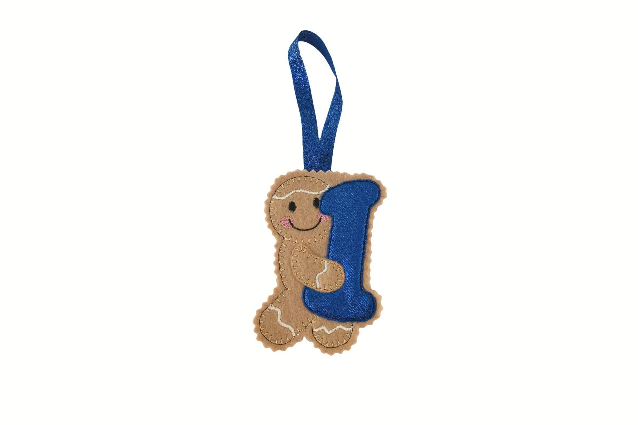 Gingerbread Man Felt Number 1 Decoration: First Birthday Ornament