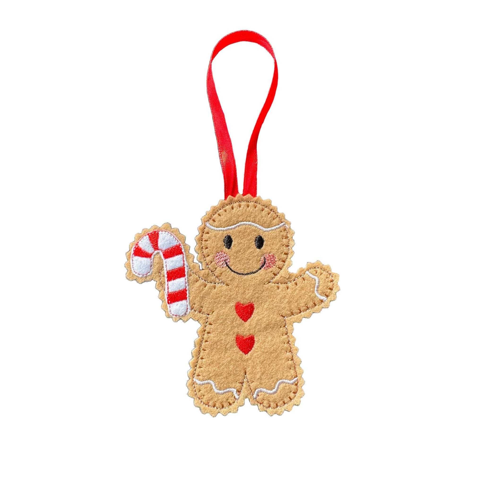 Christmas Gingerbread Man Candy Cane Felt Decoration — image 3