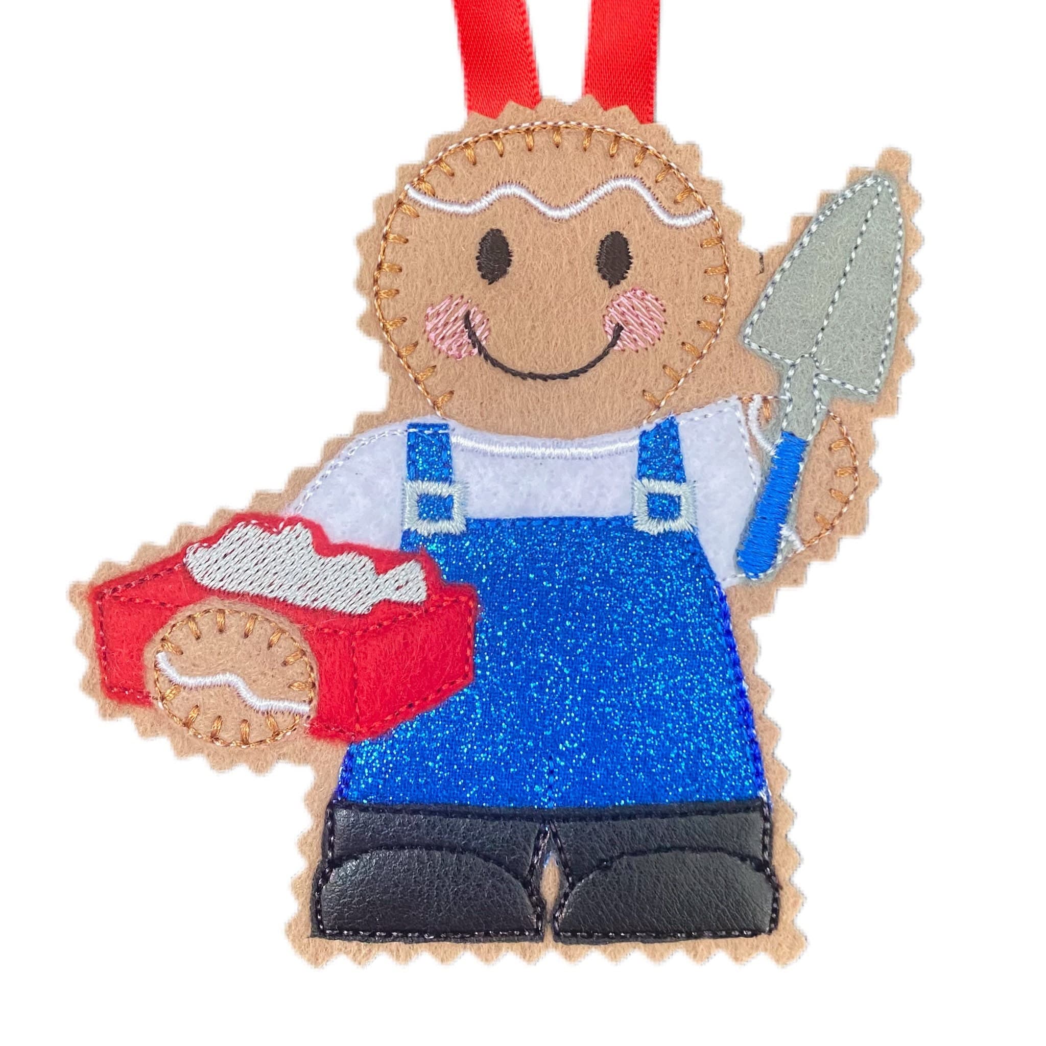 Bricklayer Gingerbread Man Felt Decoration — image 2