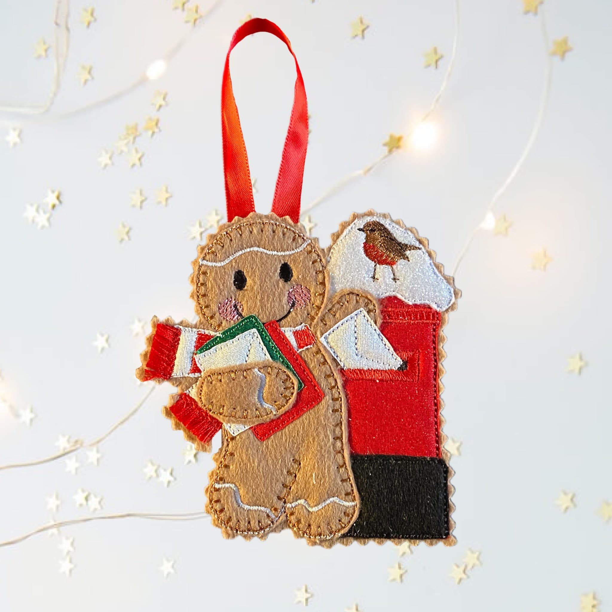 Christmas Postbox Gingerbread Man Felt Decoration