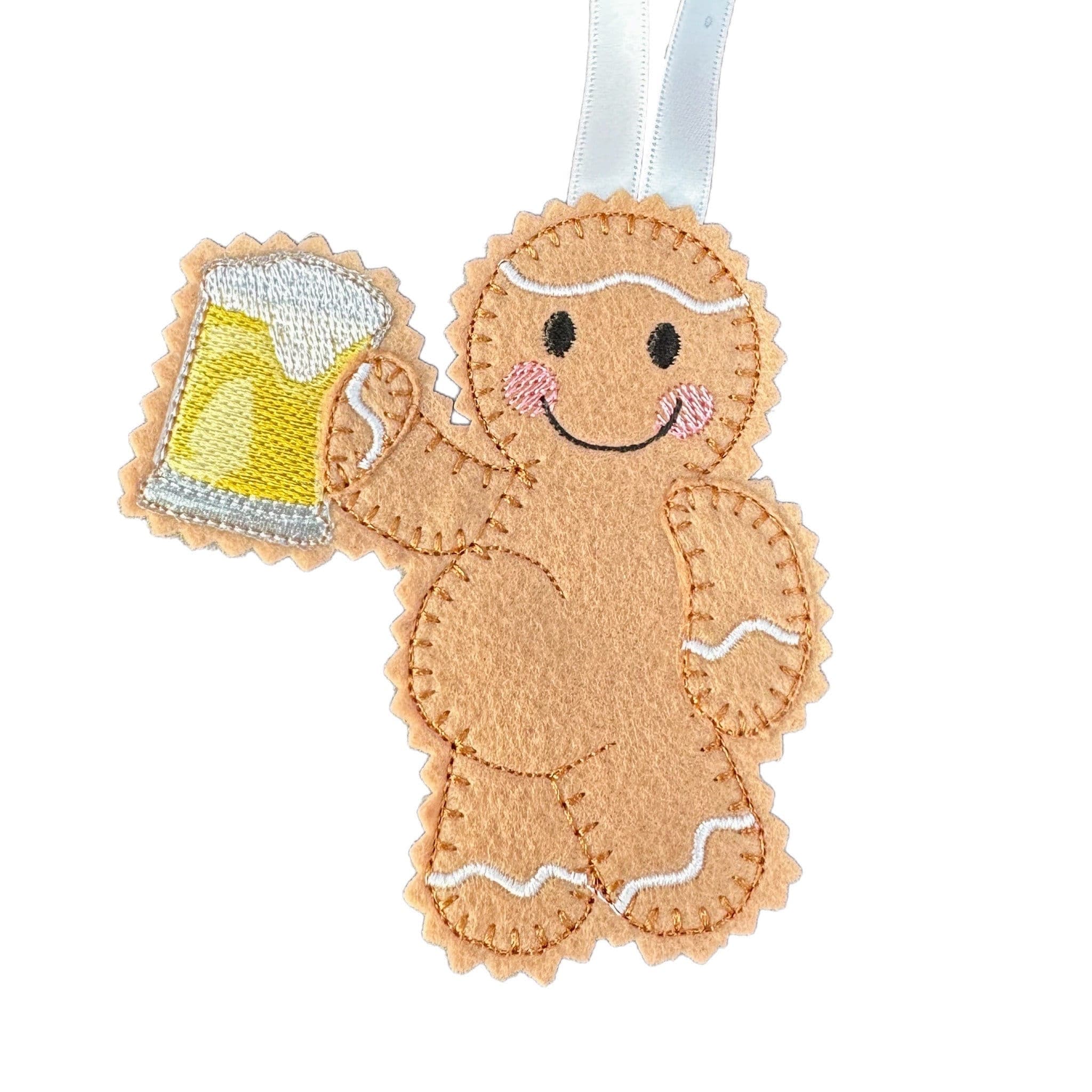Pint / Beer Drinker Gingerbread Man Felt Decoration — image 2