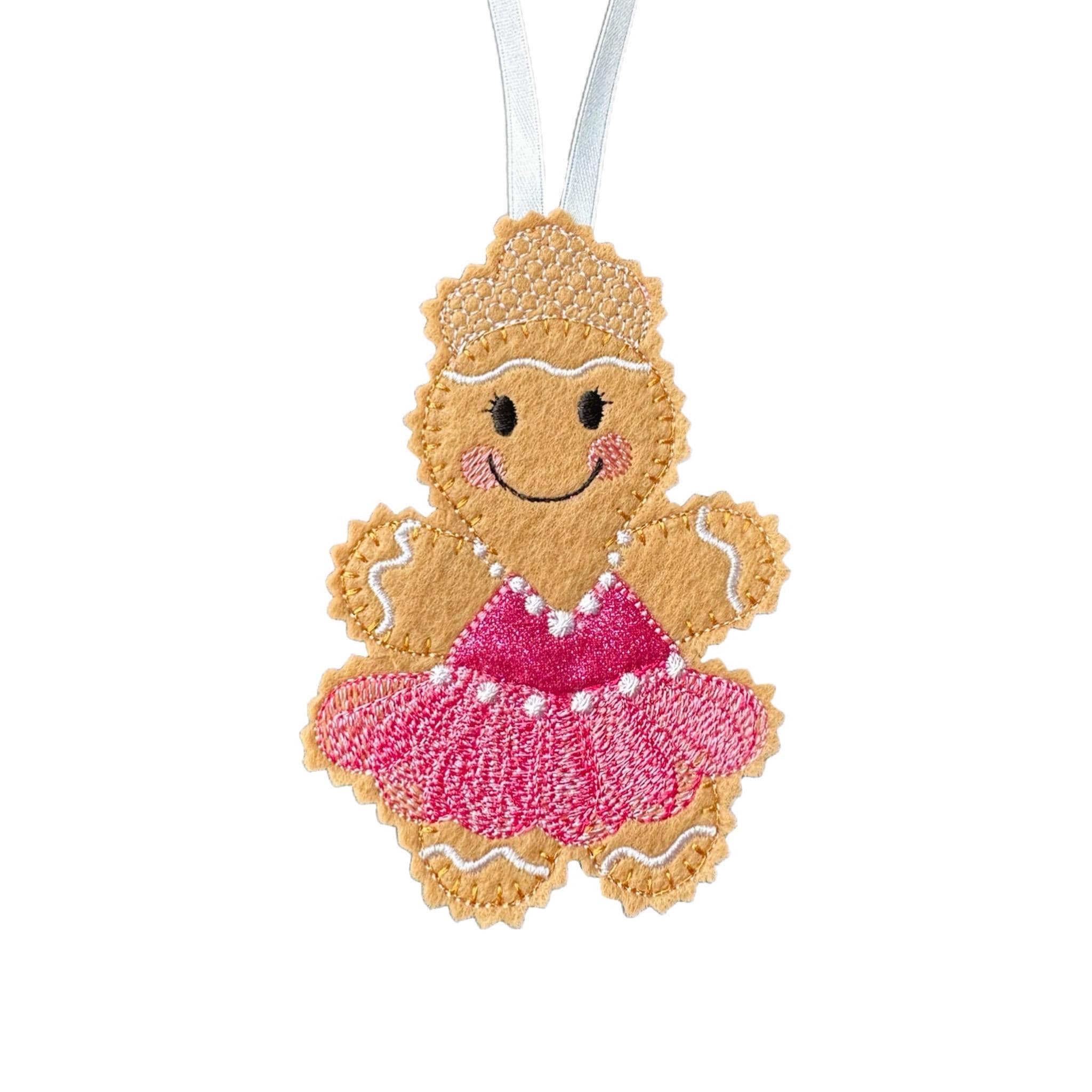 Ballerina Gingerbread Man Felt Decoration