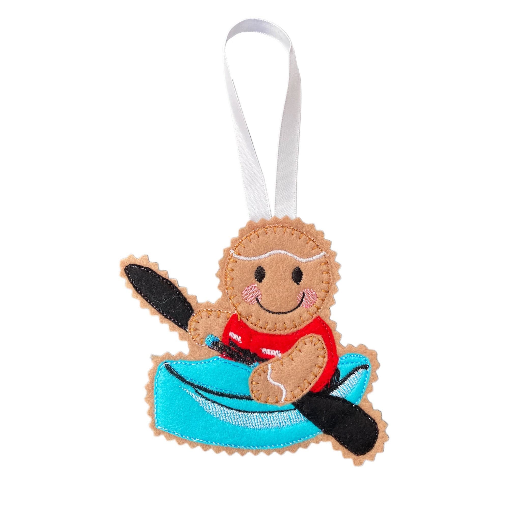 Canoeist Gingerbread Man Felt Decoration