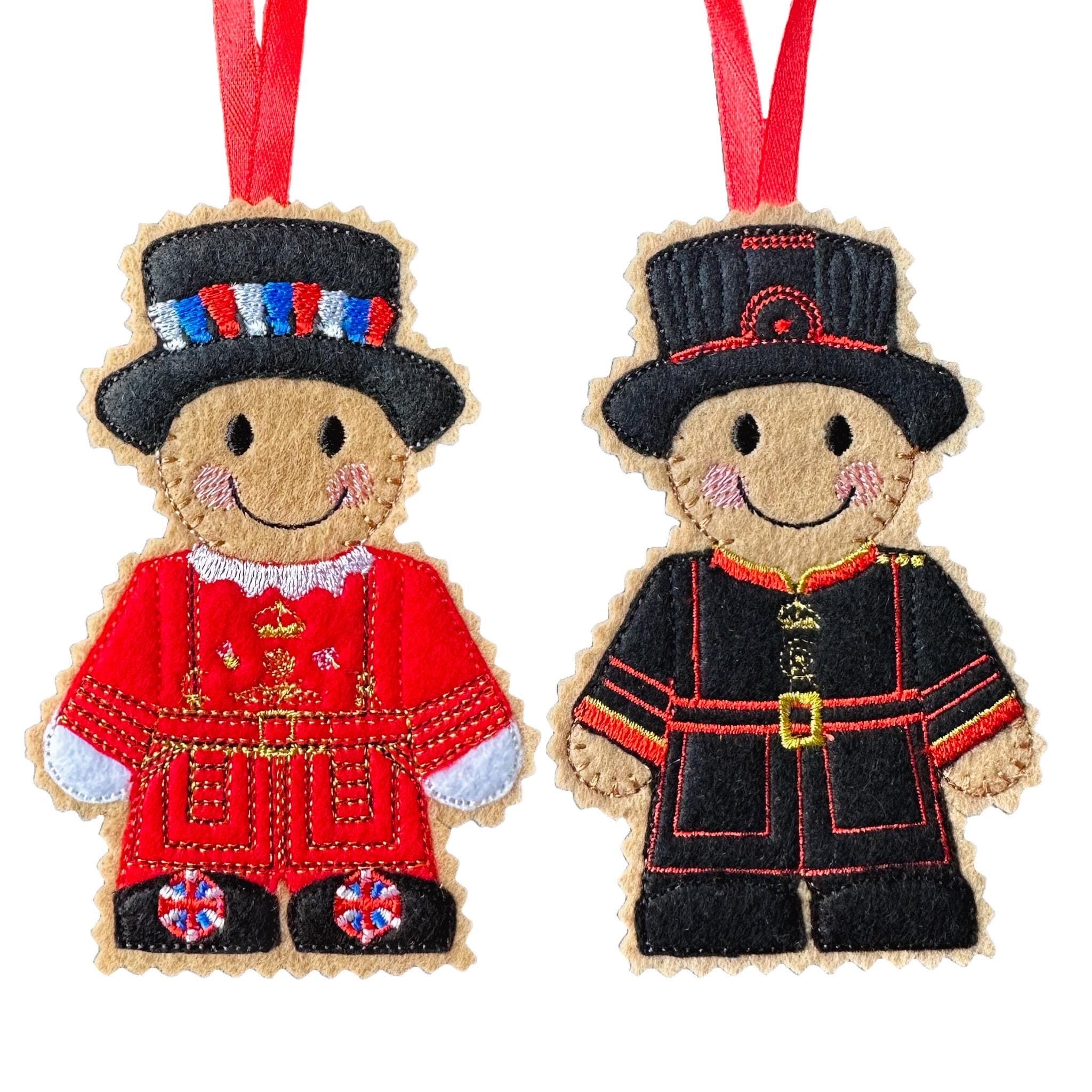 Yeoman Warder Beefeater Gingerbread Decoration – Felt Hanging Ornament