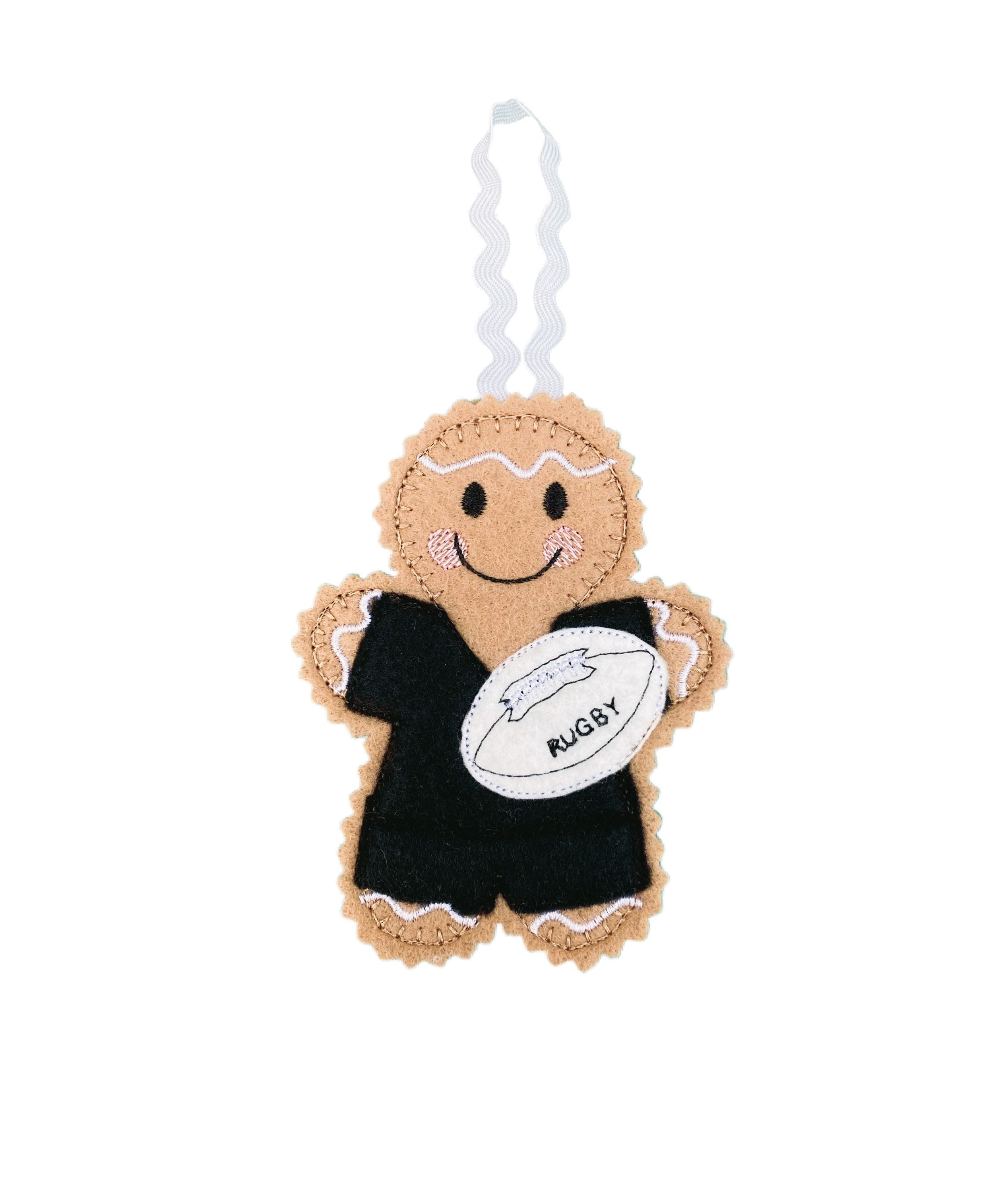 Rugby Player Gingerbread Man Felt Decoration