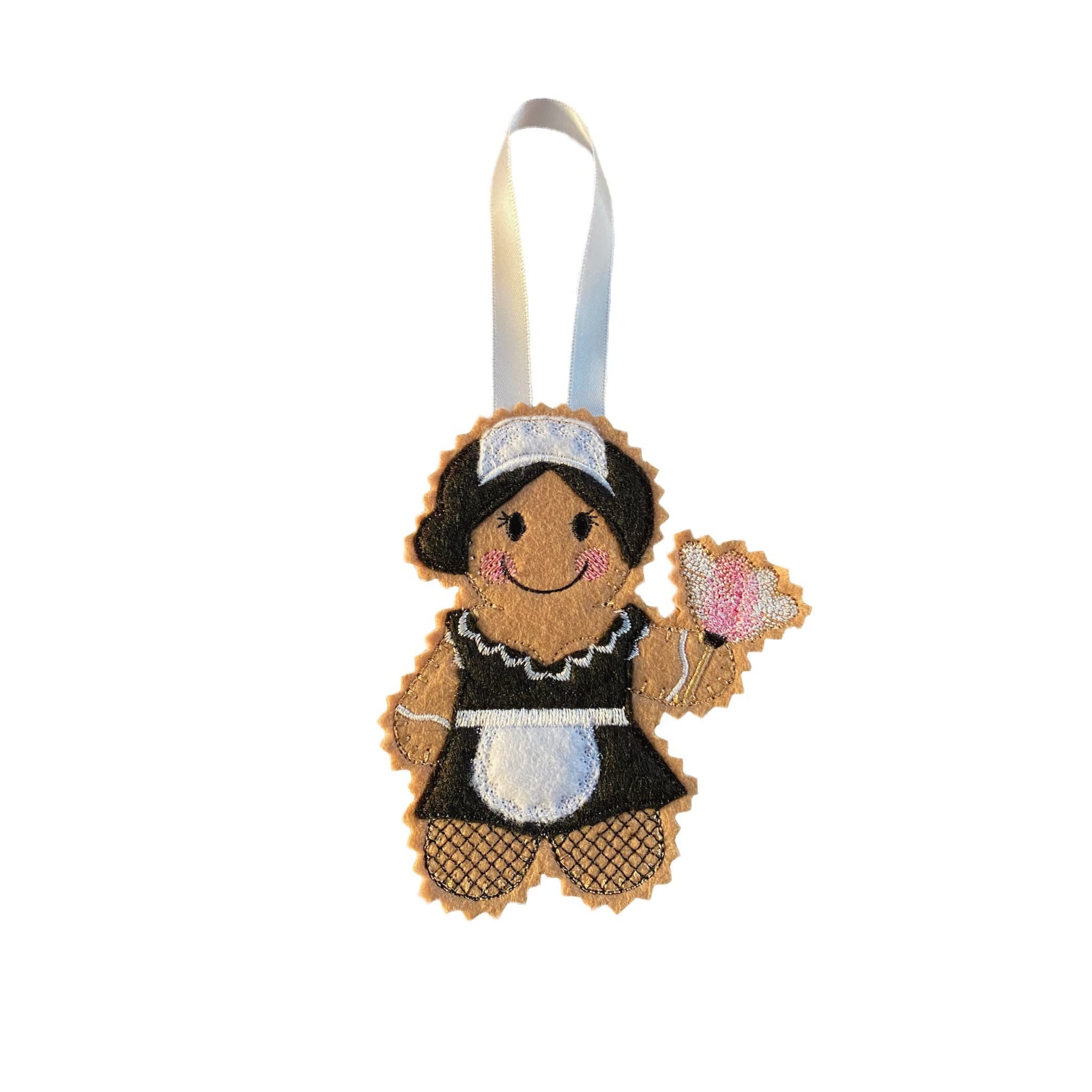 French Maid / Cleaner Gingerbread Man Felt Decoration