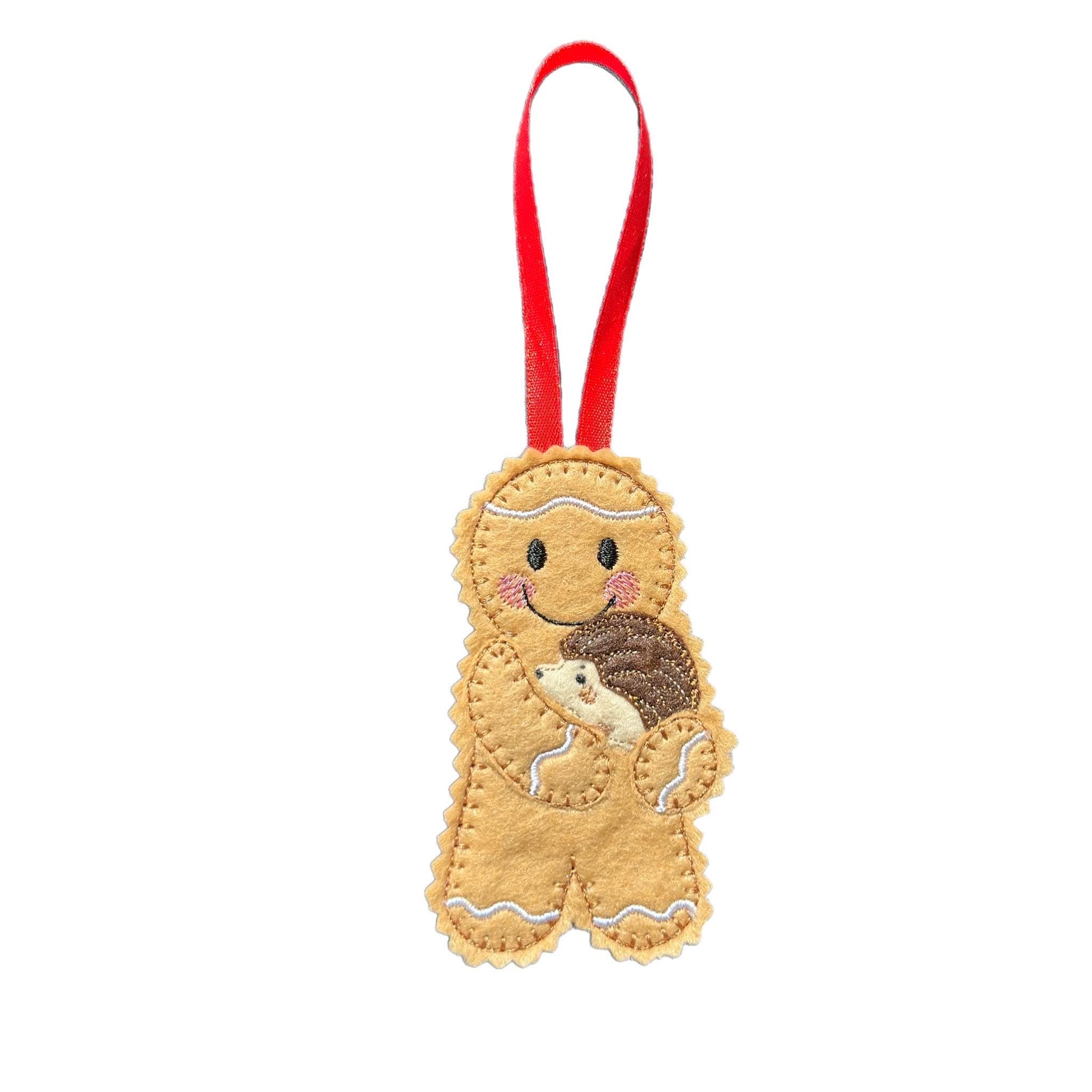 Pet Hedgehog Gingerbread Man Felt Decoration — image 4