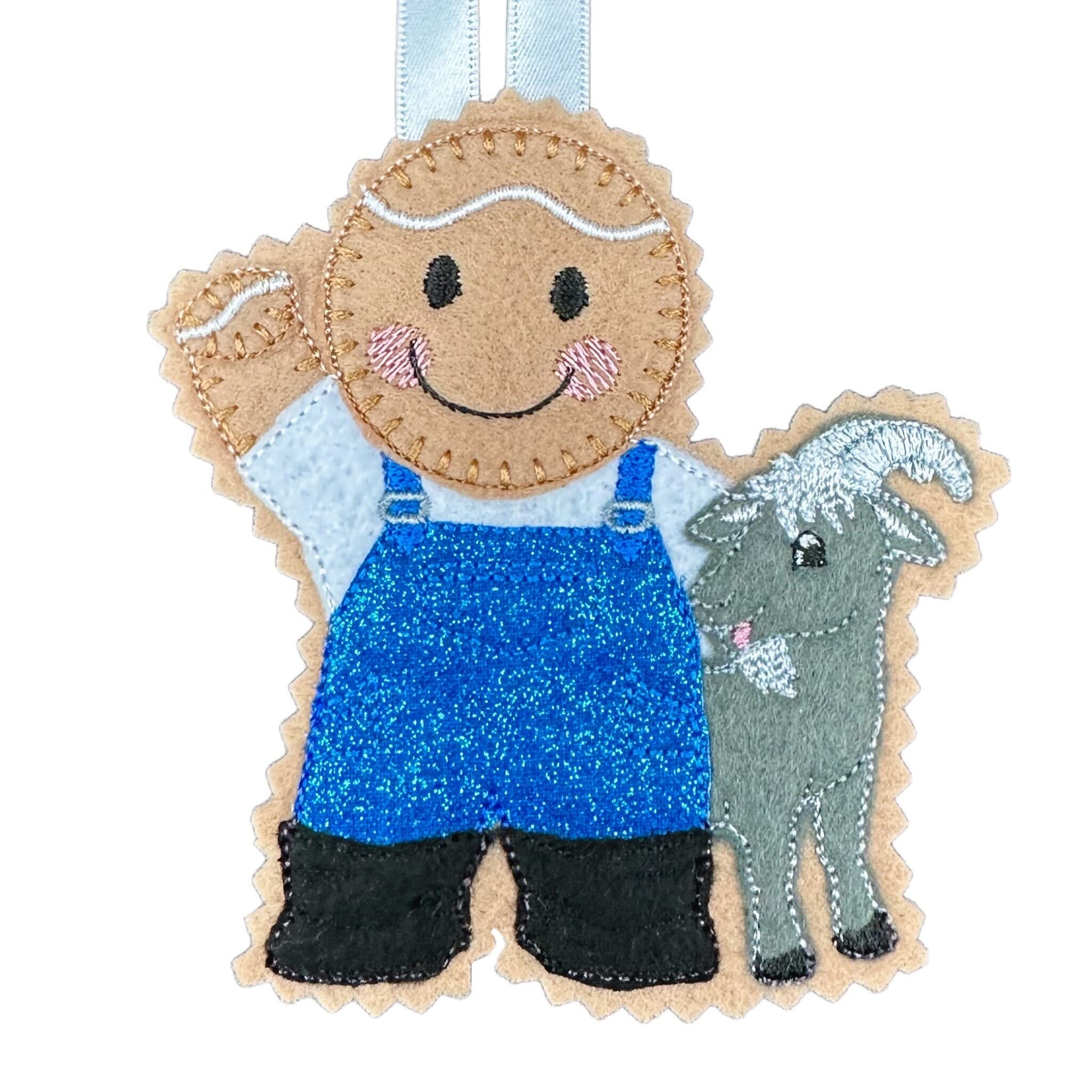 Goat Farmer / Keeper Gingerbread Man Felt Decoration — image 2
