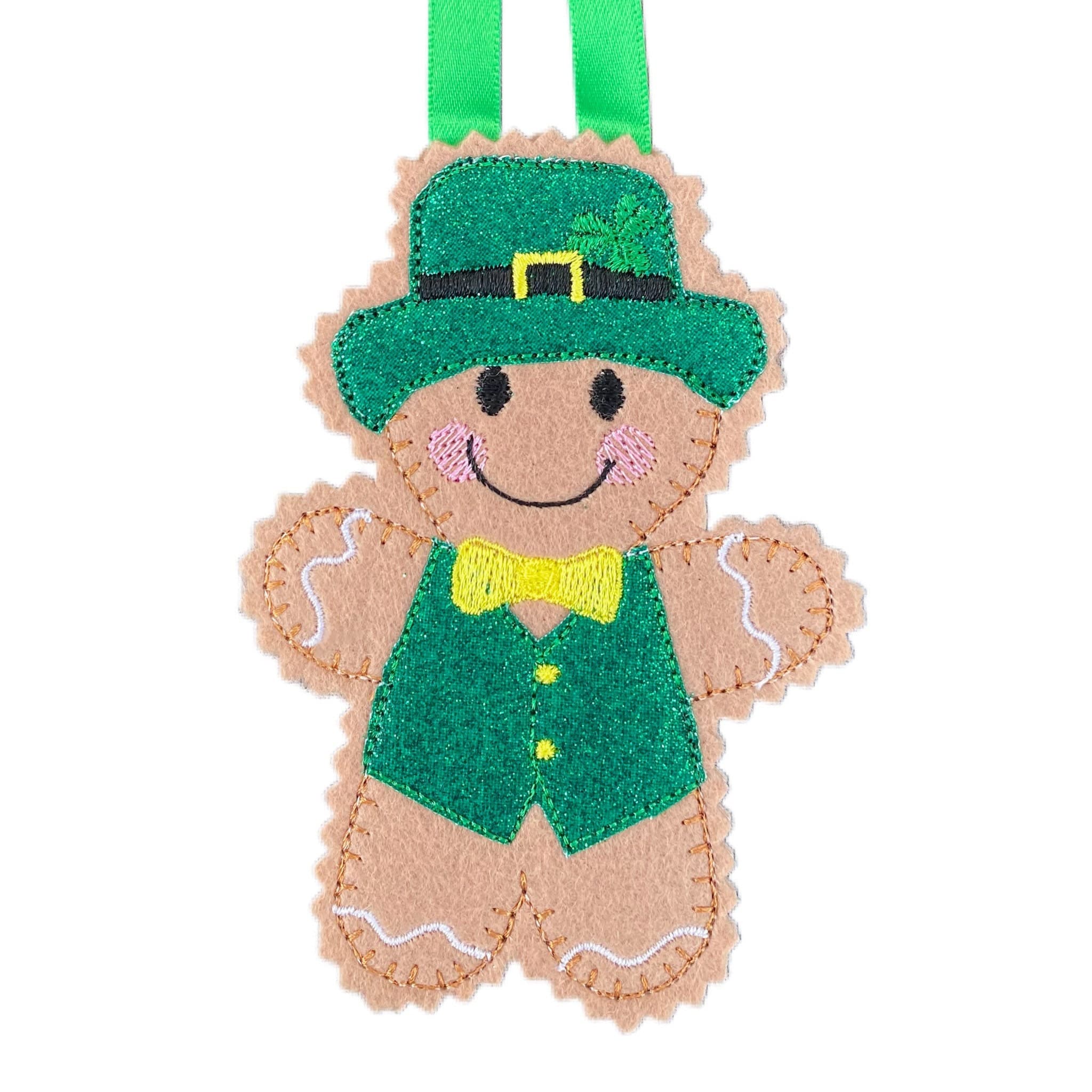 Lucky Irish Leprechaun Gingerbread Man Felt Decoration — image 2