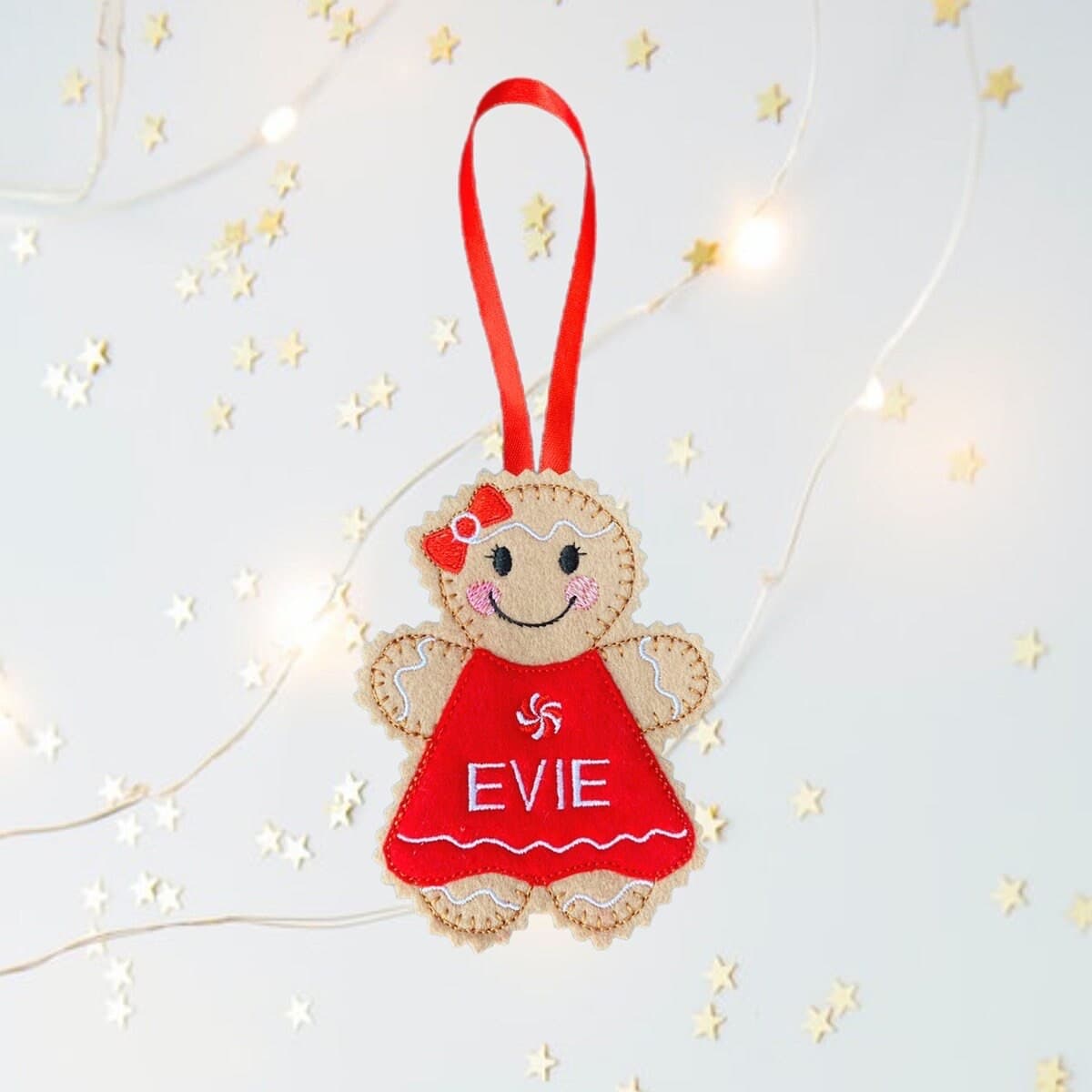 Christmas Personalised Girl Gingerbread Man Felt Decoration — image 2