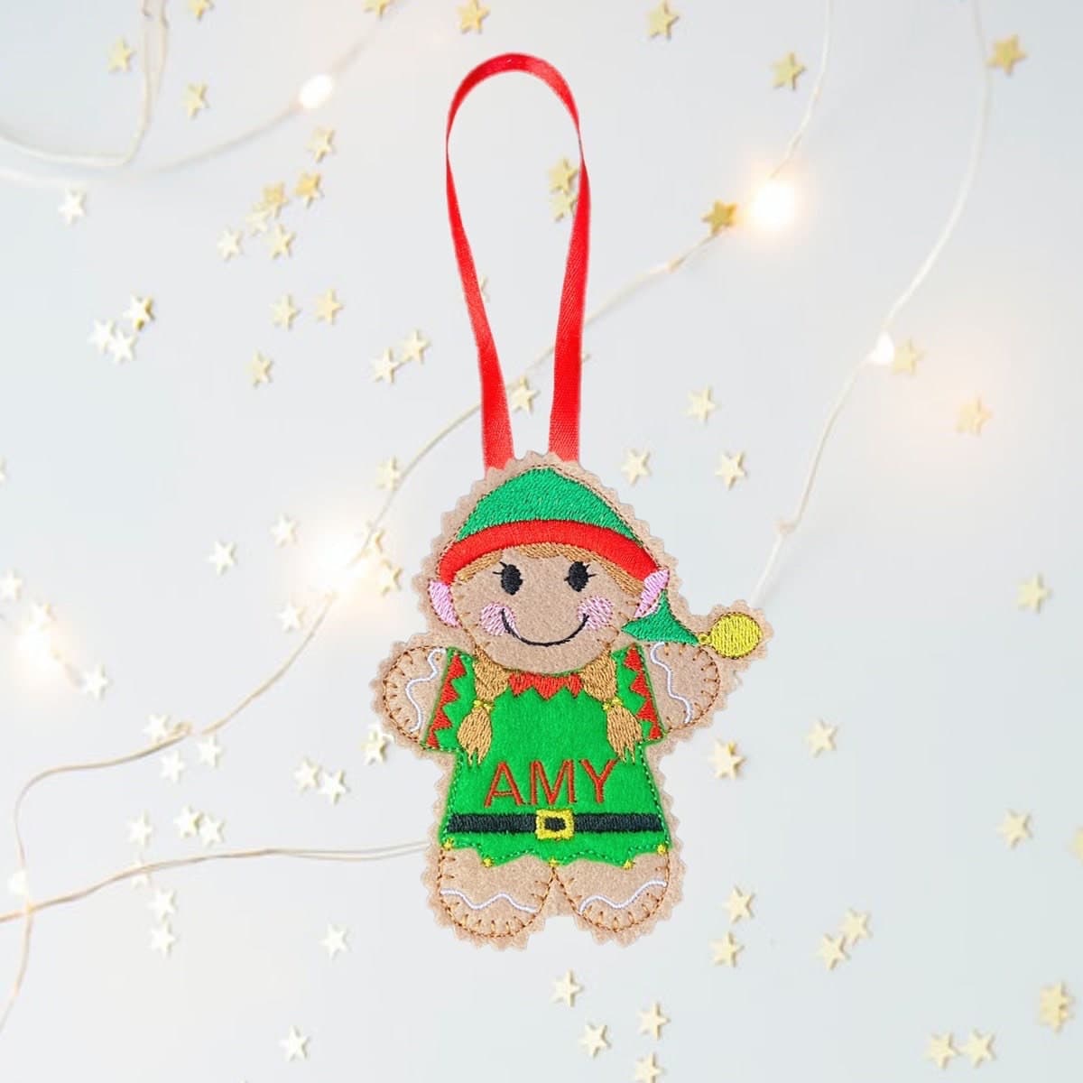 Christmas Girl Elf Gingerbread Man Felt Decoration — image 3