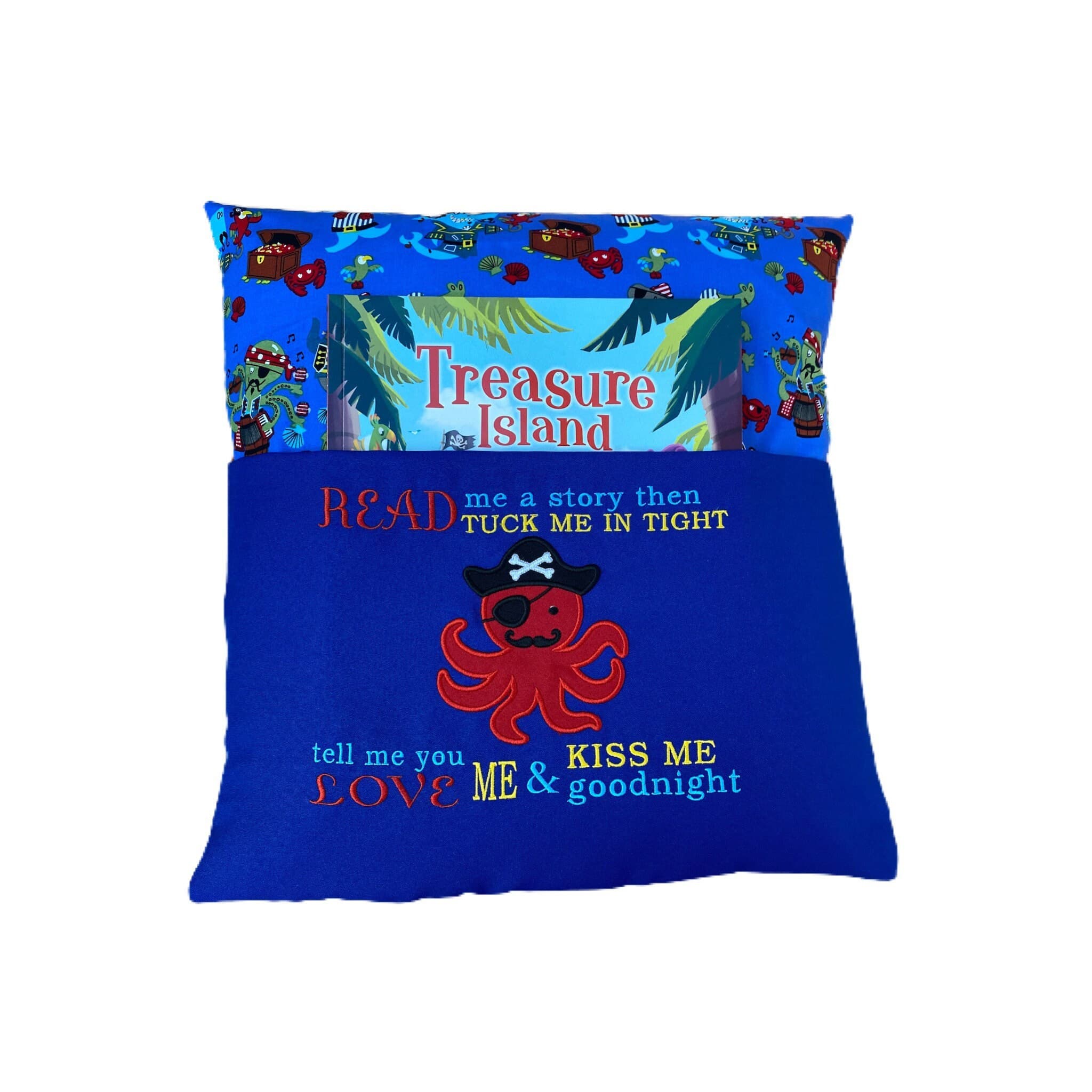 Pirate Octopus Reading Pillow: Nautical Children's Book Cushion — image 2