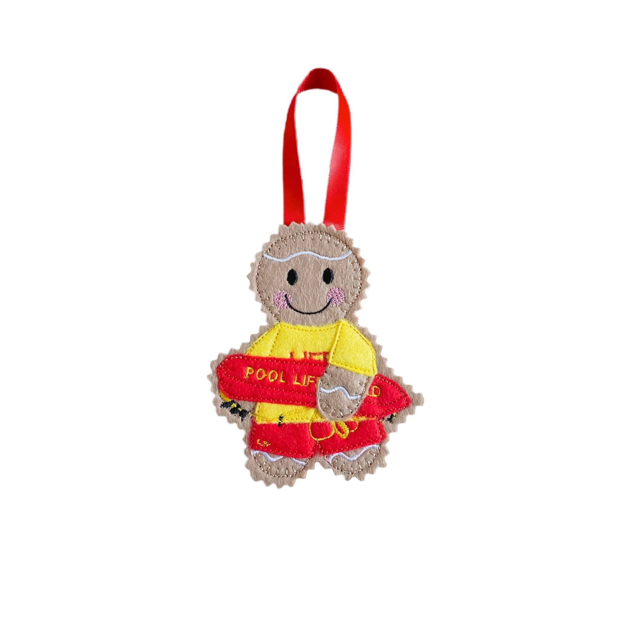 Lifeguard / Pool Guard Gingerbread Man Felt Decoration