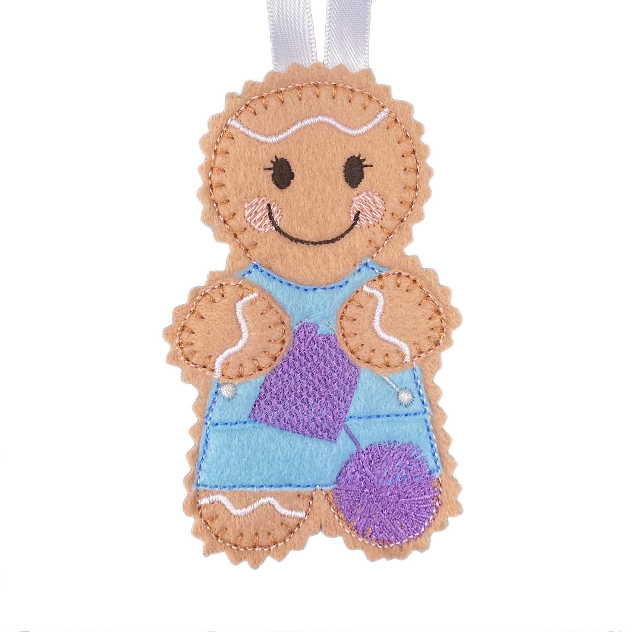 Knitter Gingerbread Man Felt Decoration — image 2