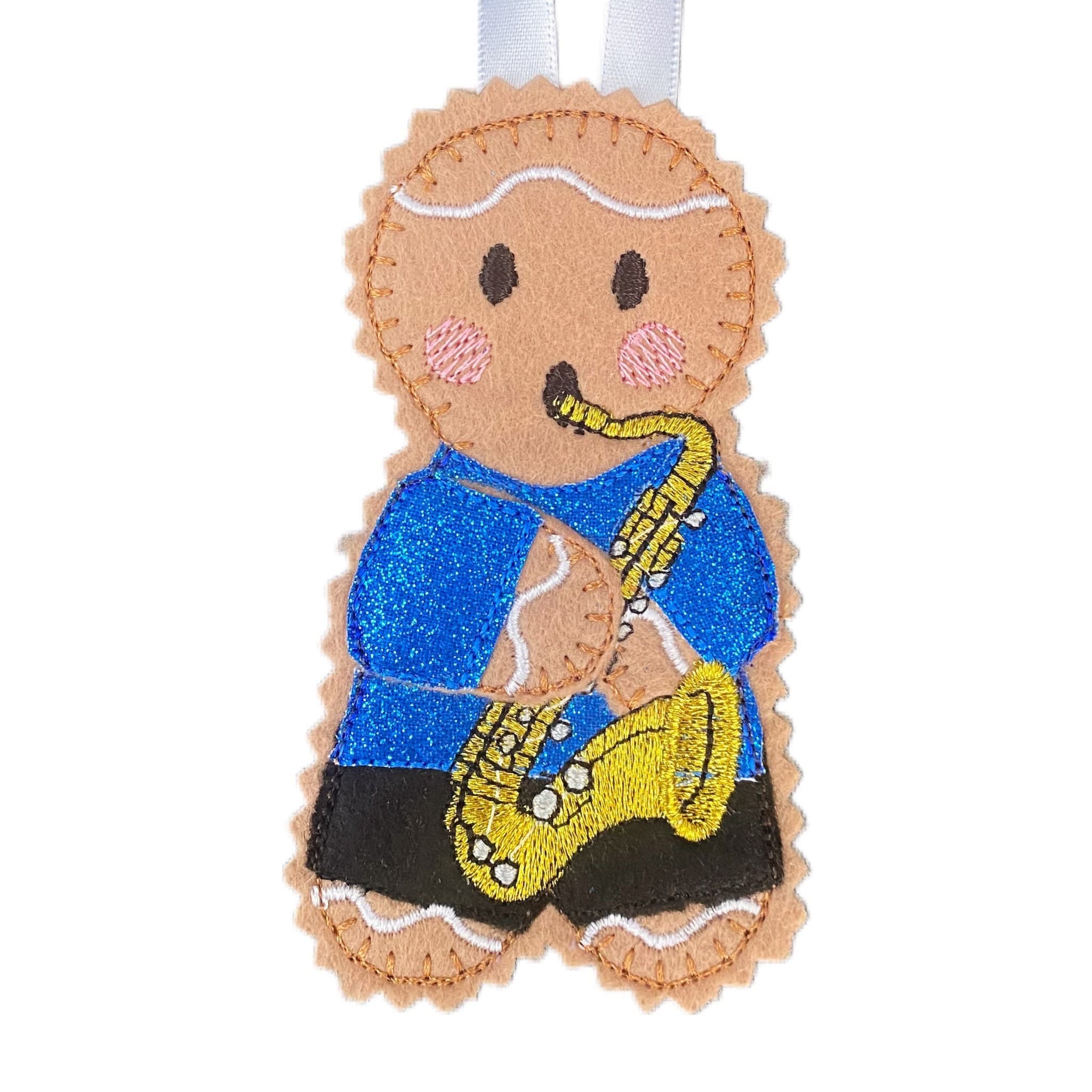 Saxophone Player / Musician Gingerbread Man Felt Decoration — image 2