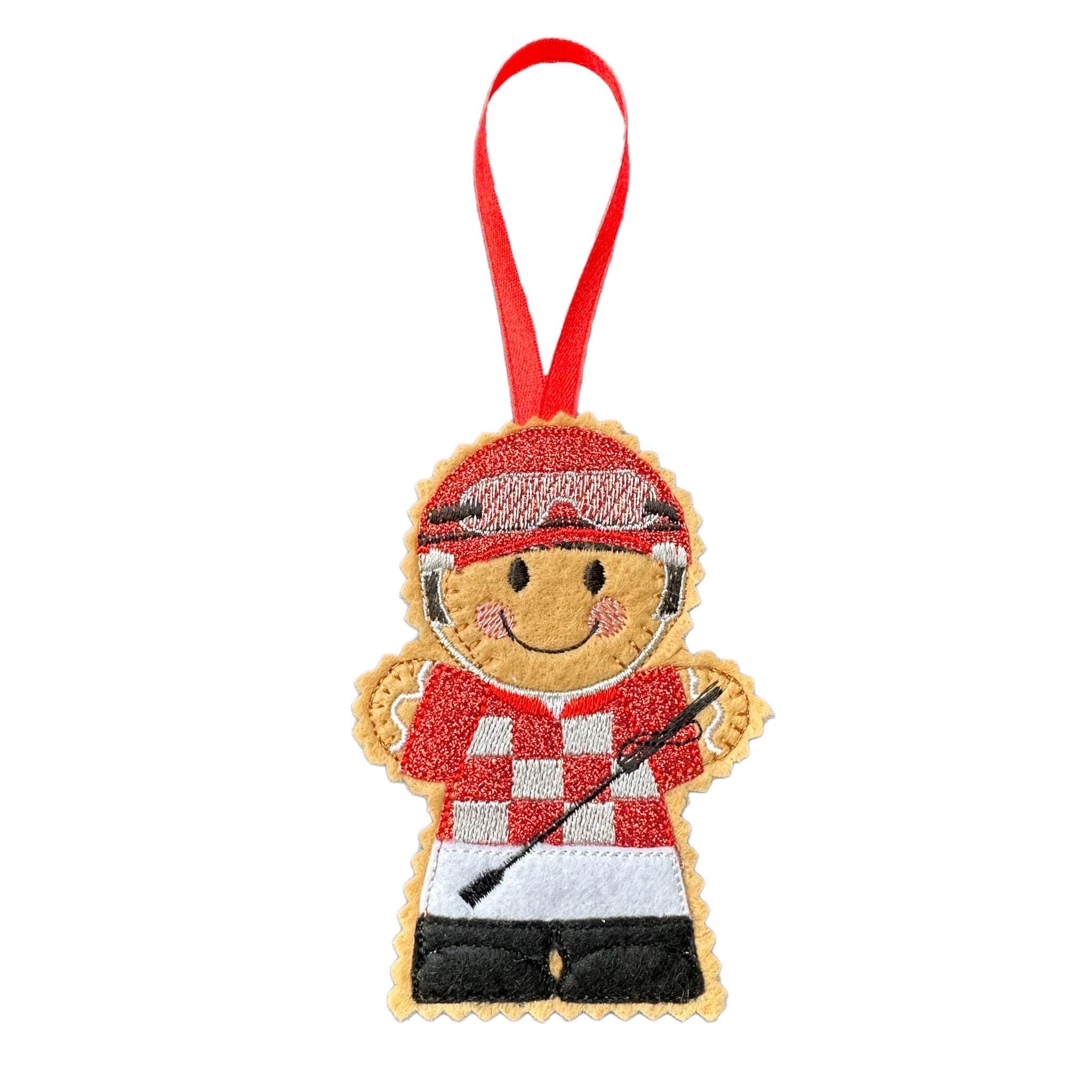 Jockey/Horse Rider Gingerbread Man Felt Decoration — image 2