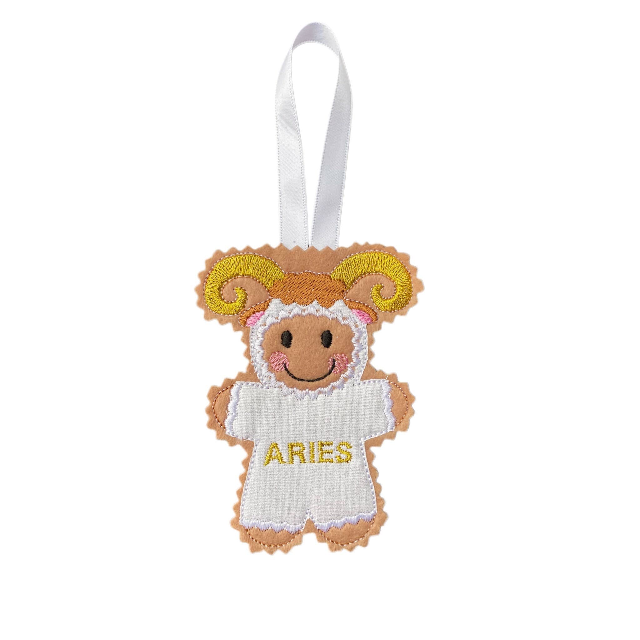 Horoscope Aries Starsign Gingerbread Man Felt Decoration