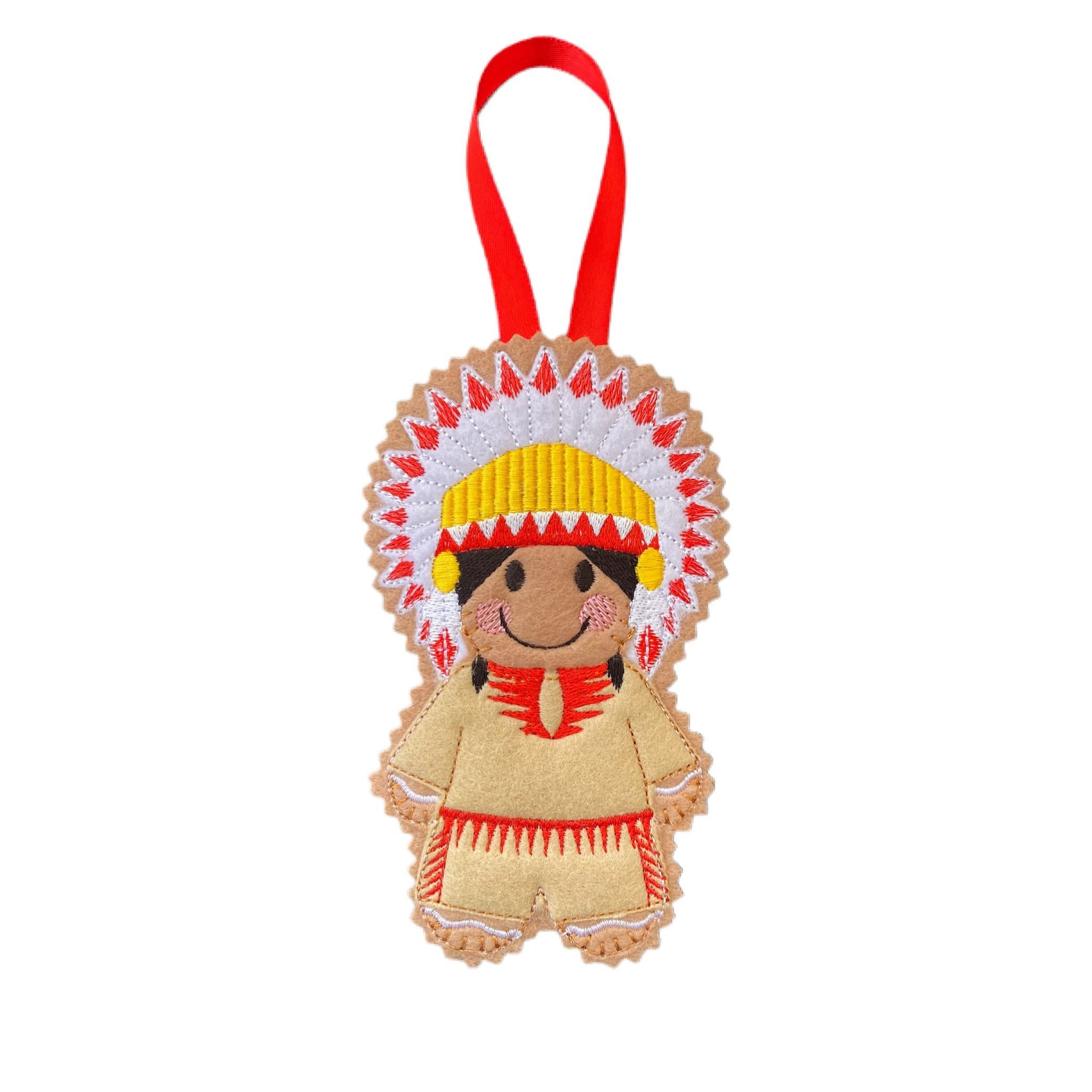 Native American Indian Gingerbread Man Felt Decoration