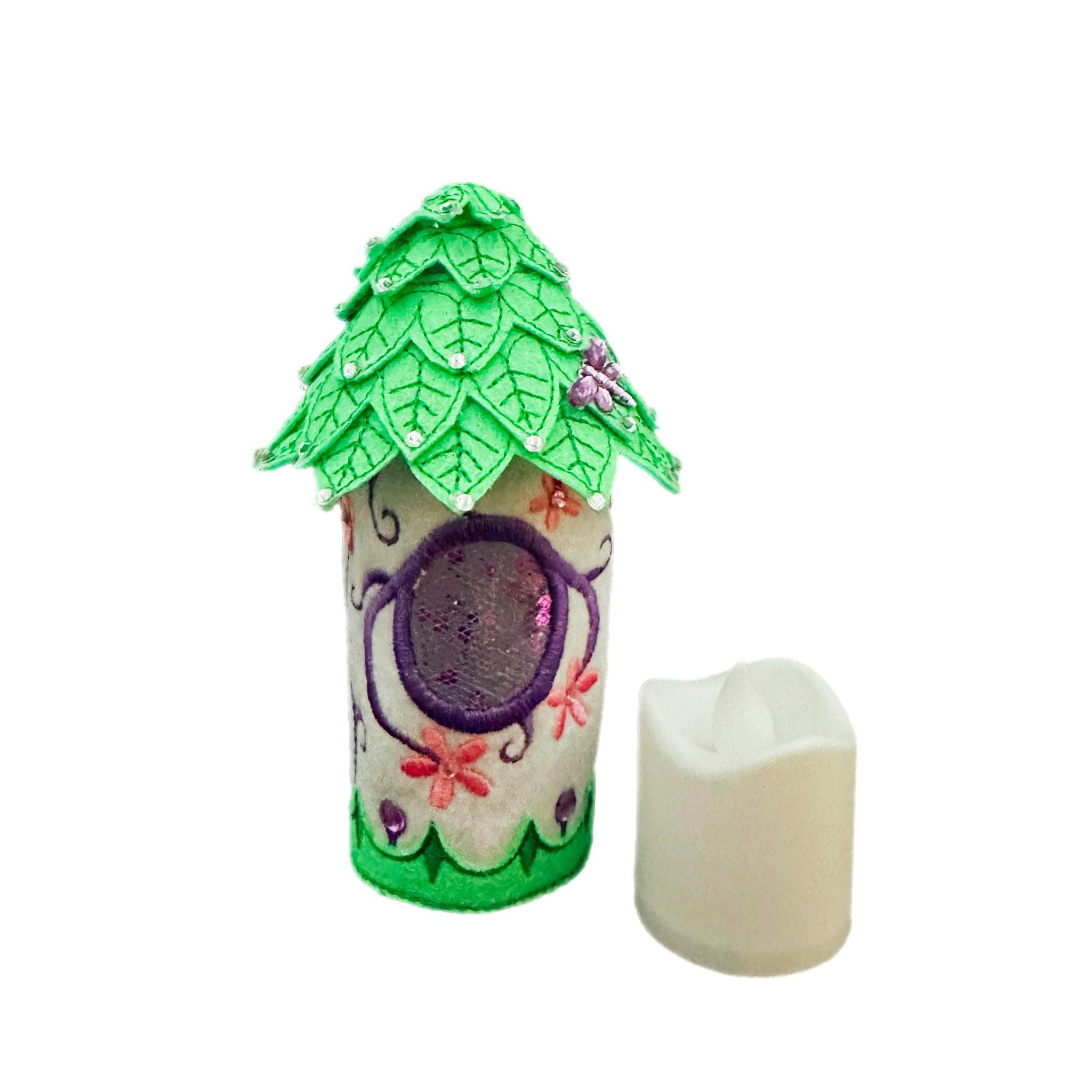 Purple and Green Tea Light Fairy House — image 2