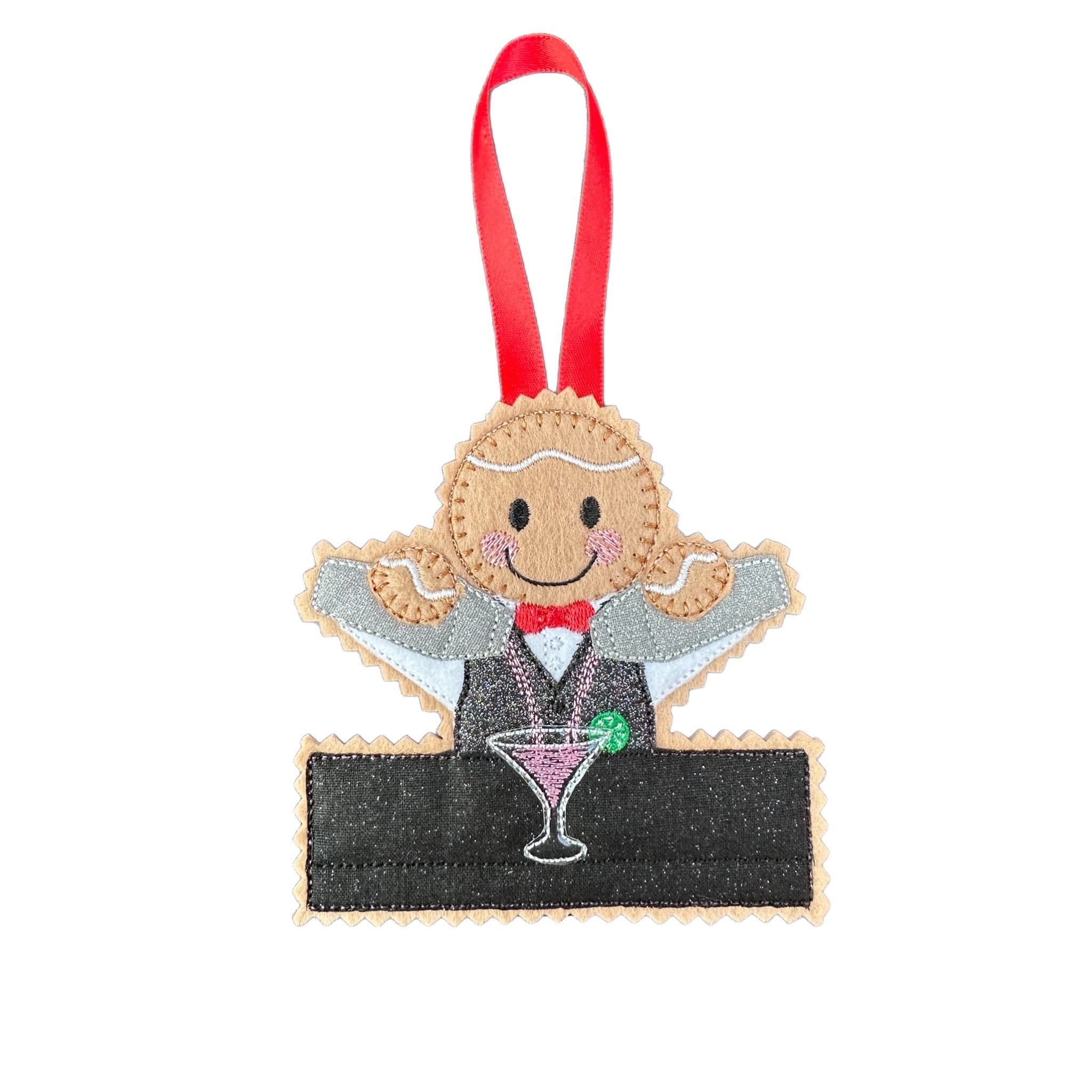 Bartender Gingerbread Man Felt Decoration