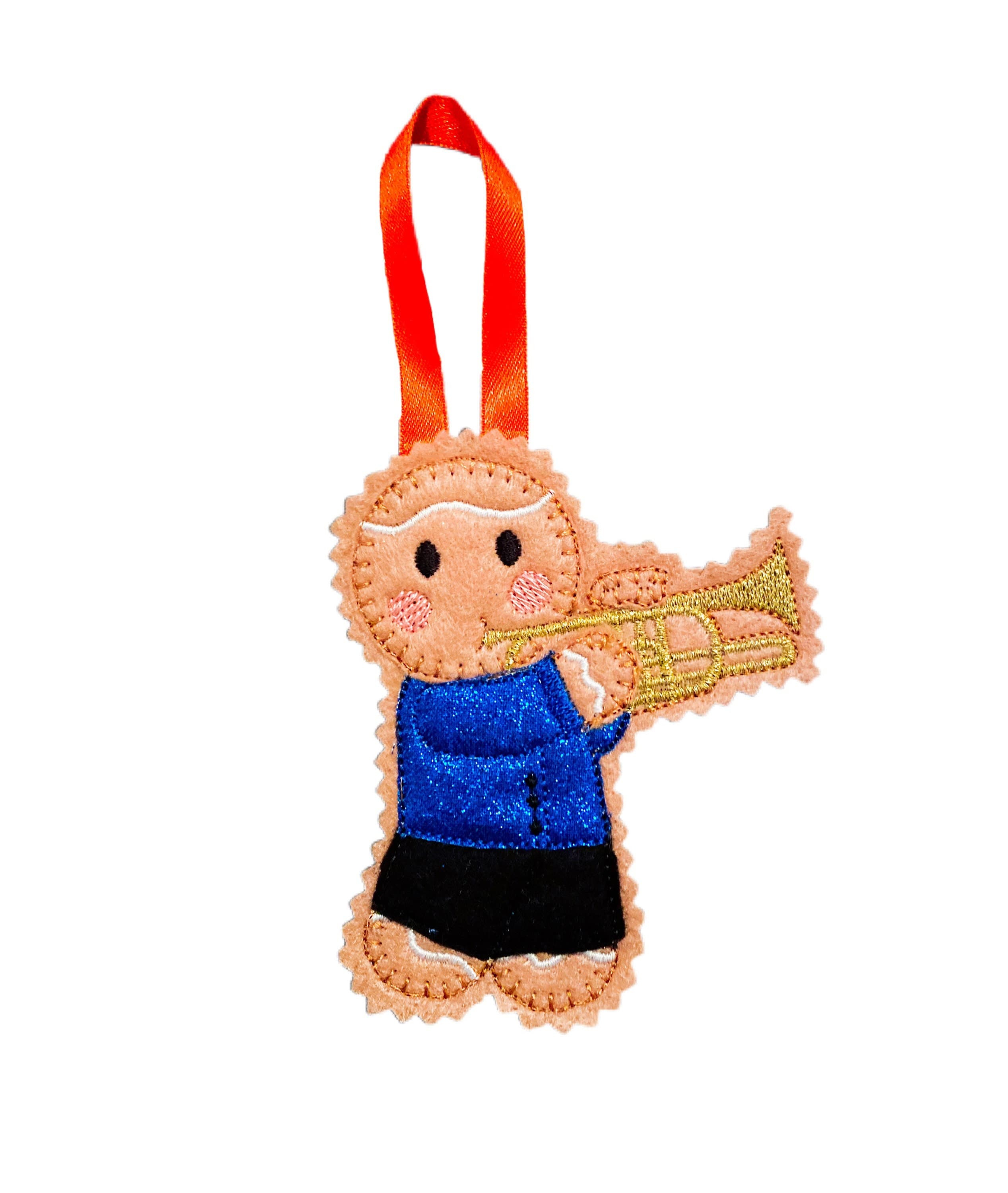 Trumpet Player / Musician Gingerbread Man Felt Decoration