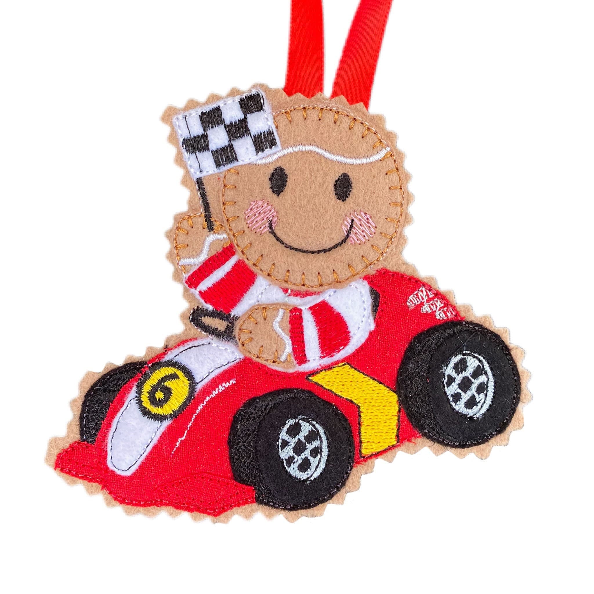 Racing Driver Gingerbread Man Felt Decoration — image 2