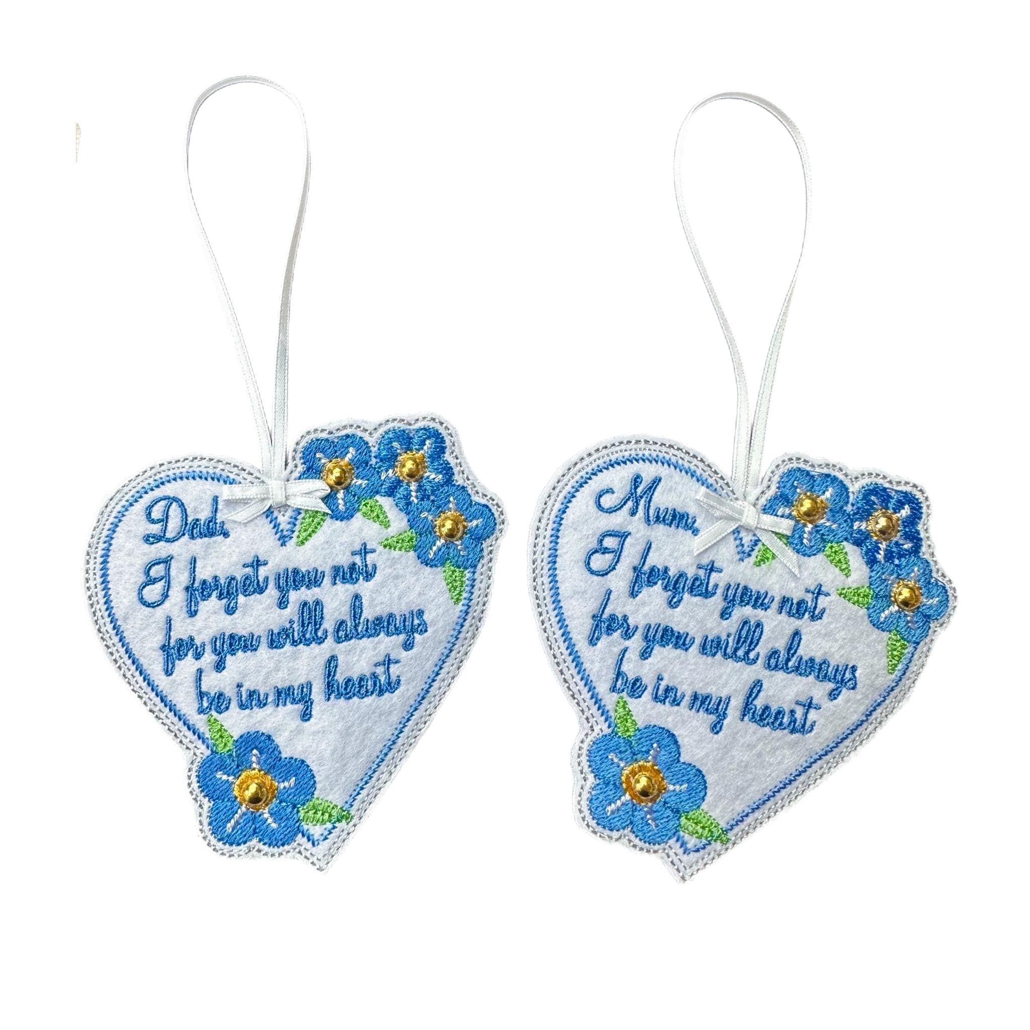 Forget-Me-Not Heart Decoration – Mum or Dad Dementia Awareness Gift
