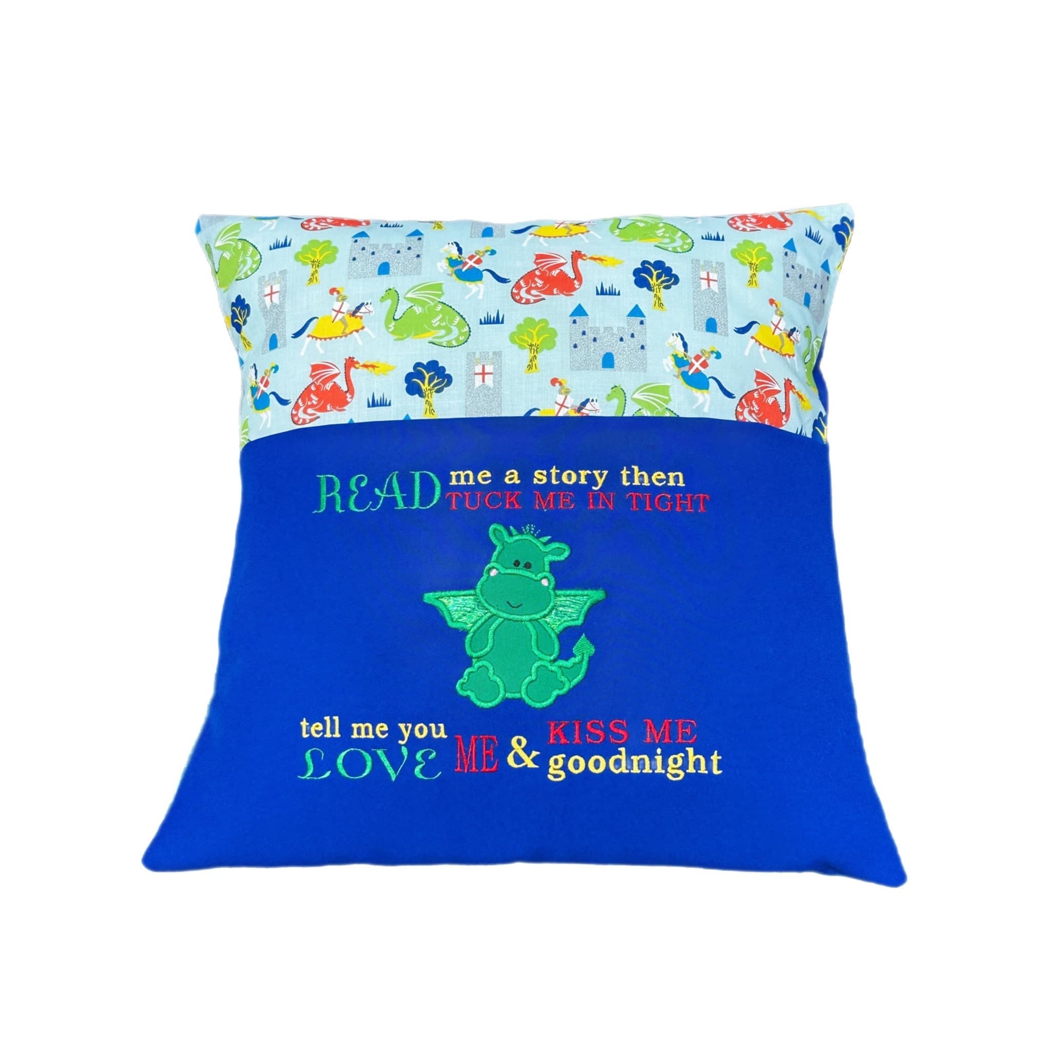 Embroidered Dragon Reading Cushion: Kids Book Pillow — image 2