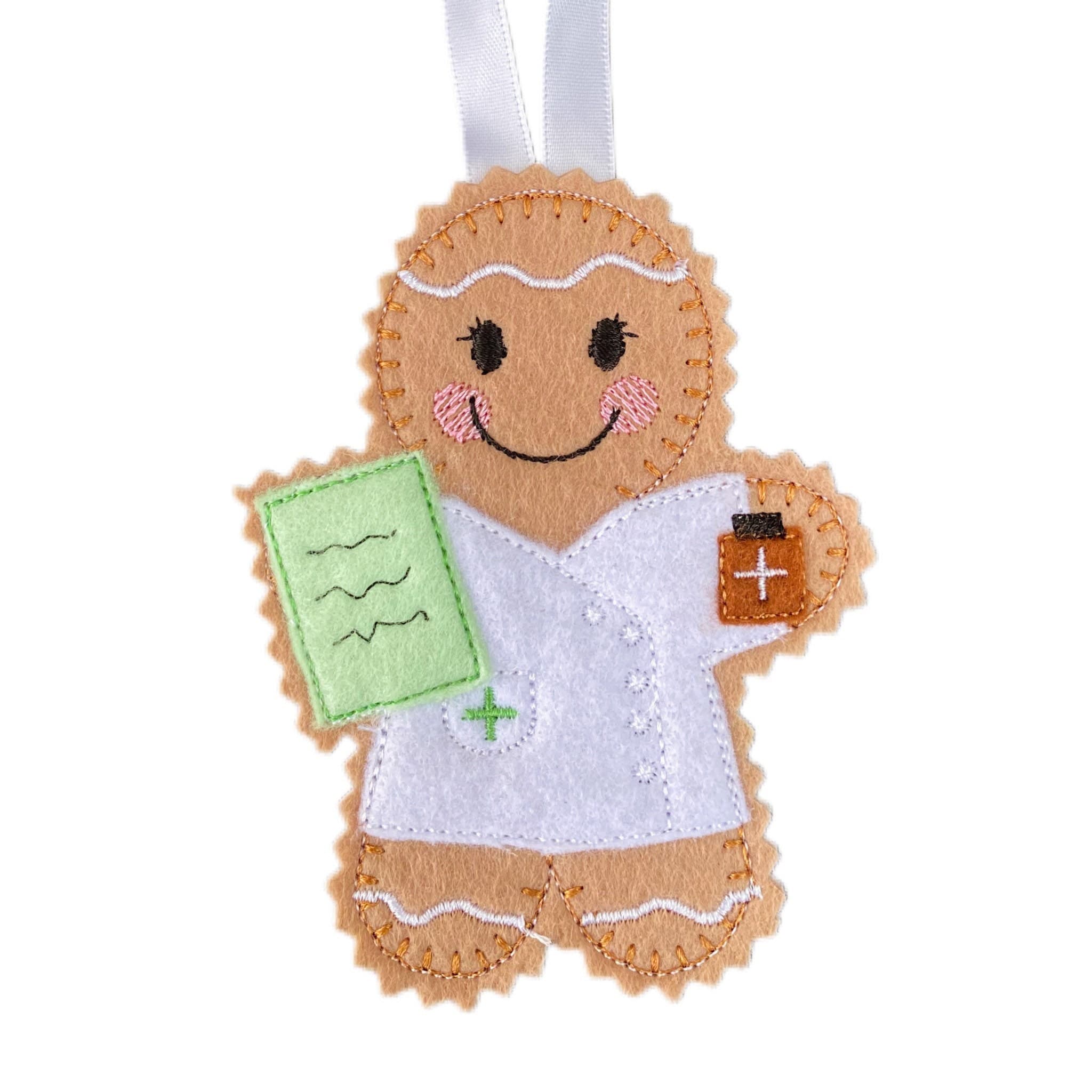 Pharmacist Gingerbread Man Felt Decoration — image 2