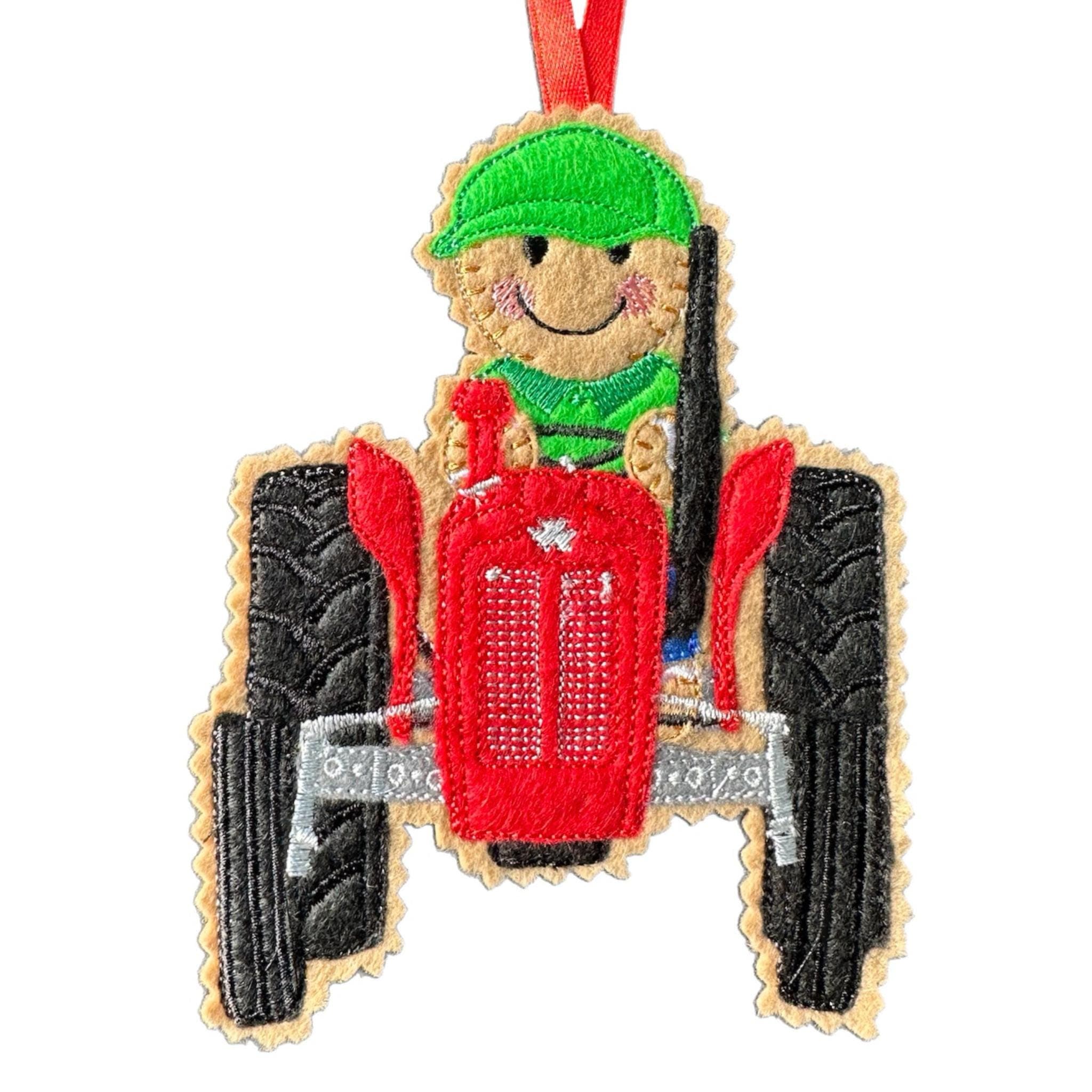 Farmer / Tractor Gingerbread Man Felt Decoration