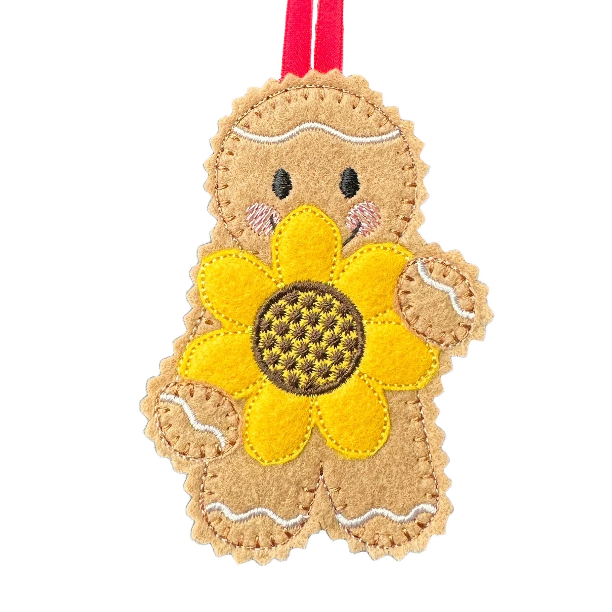 Sunflower Gingerbread Man Felt Decoration — image 3