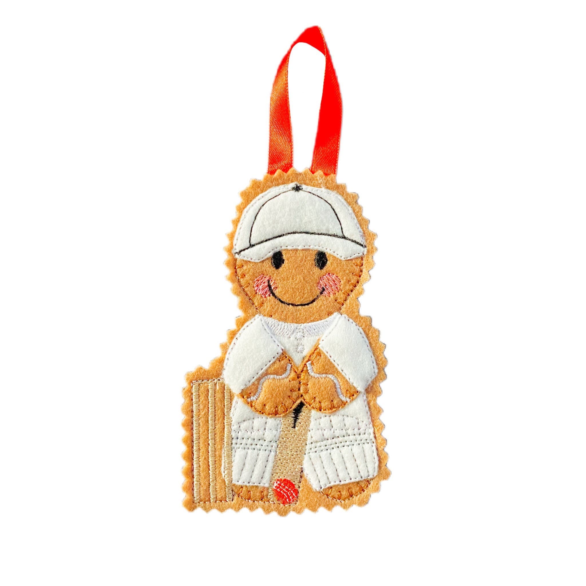 Cricket Player Gingerbread Man Felt Decoration