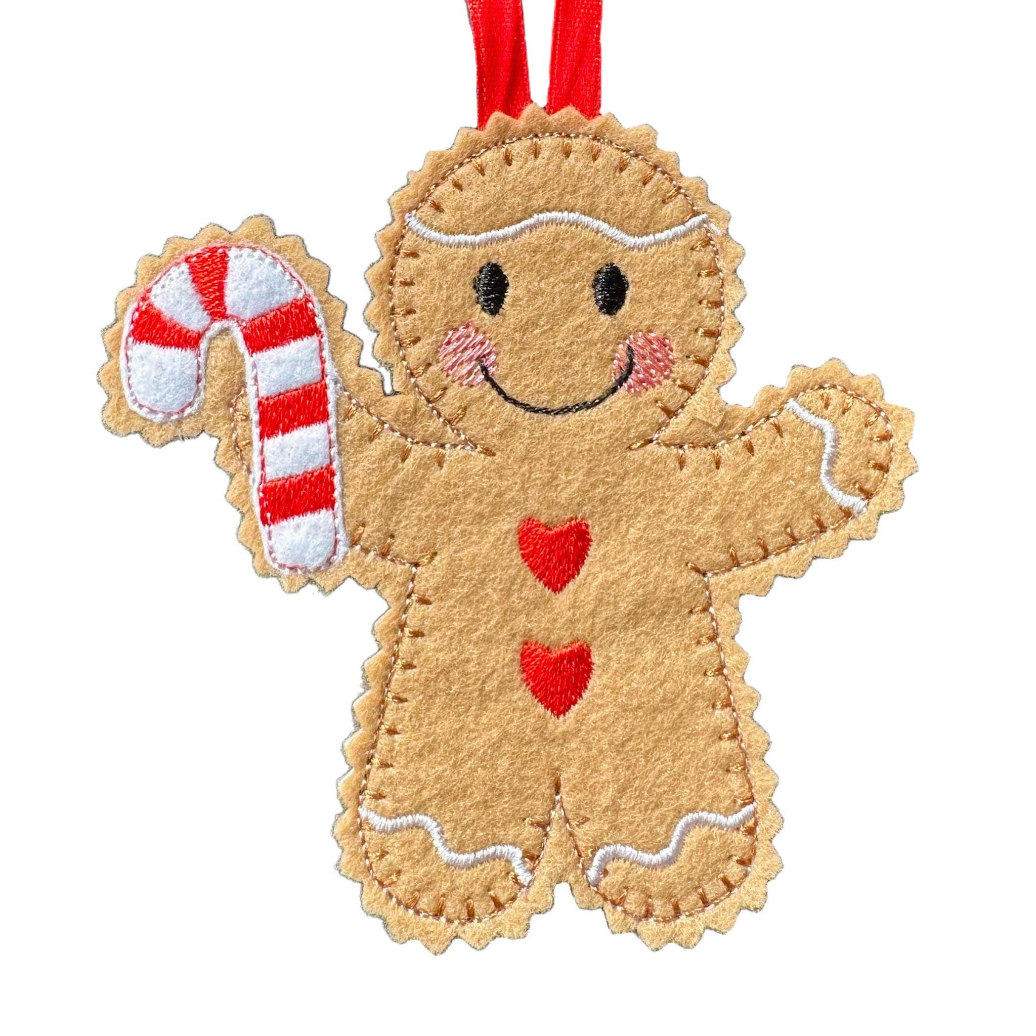 Christmas Gingerbread Man Candy Cane Felt Decoration — image 2